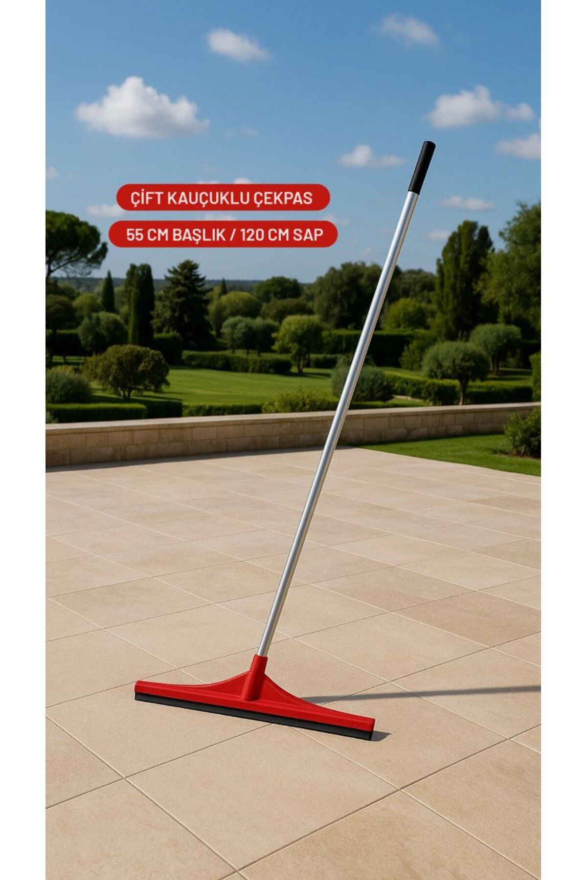 Metler Çift Kauçuklu 55 Cm Yer Çekpası Seti+120 Cm Metal Saplı Kaymaz Tutma Uçlu Temizlik Aparatı Seti