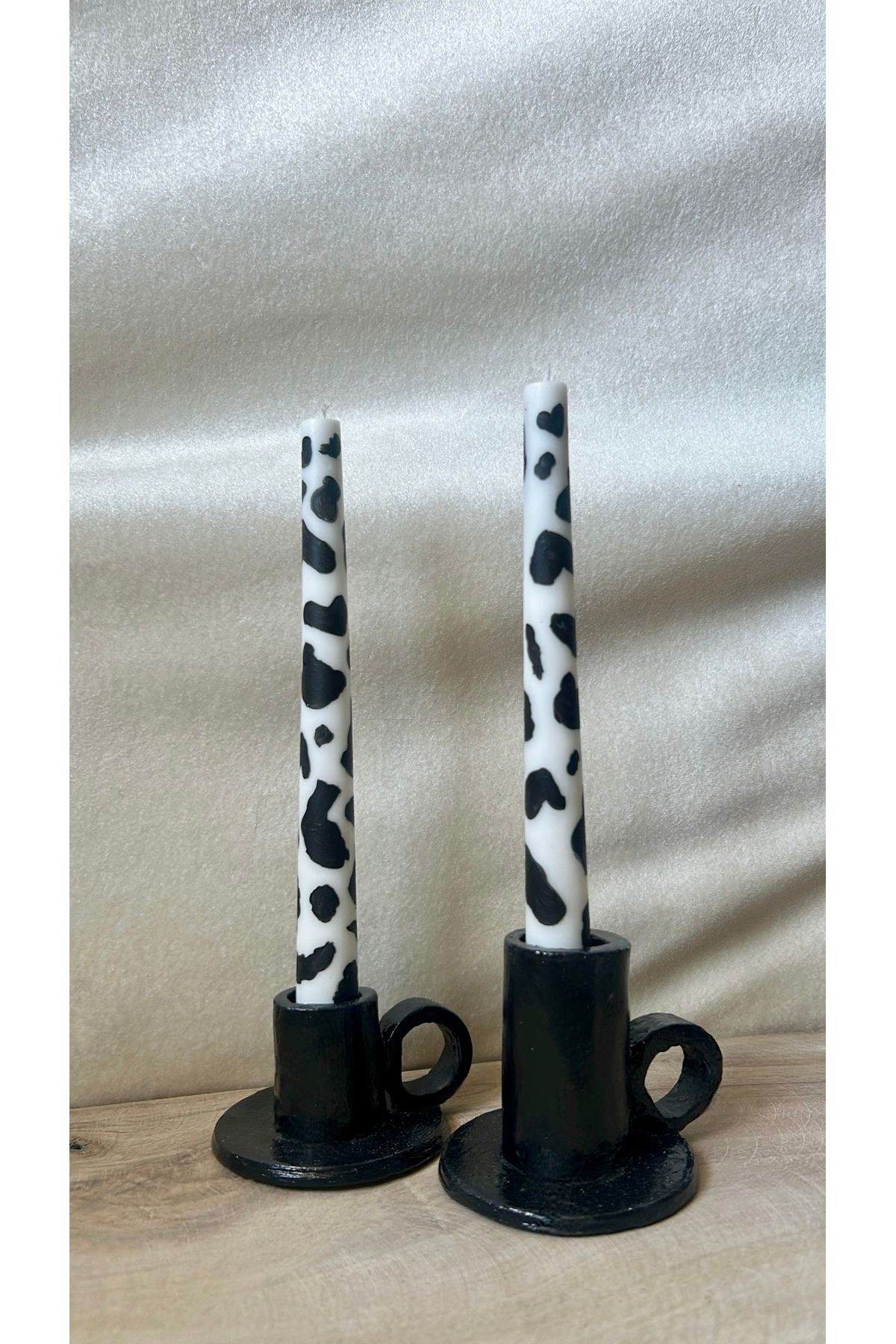 Vintage Şamdan & Desenli Şamdan Mum 4’lü Retro Set