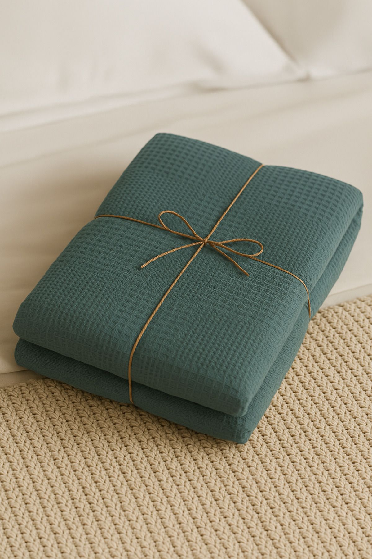 CANDAN ÇEYİZ Tek Kişilik Pike Yazlık %100 Pamuklu Terletmez Natural Waffle 160x235 Yazlık Pike