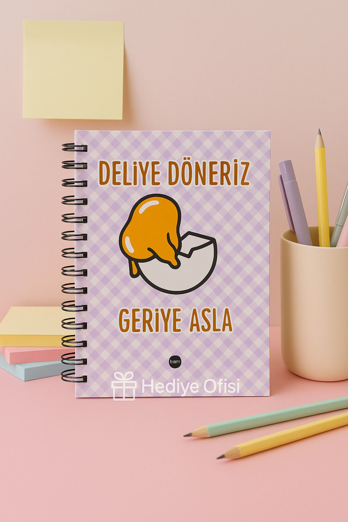 hediyeofisi Deliye Döneriz Geriye Asla Tasarımlı Spiralli Eskiz Defteri, Doodle Book - 2 SAYFA STICKER HEDİYELİ