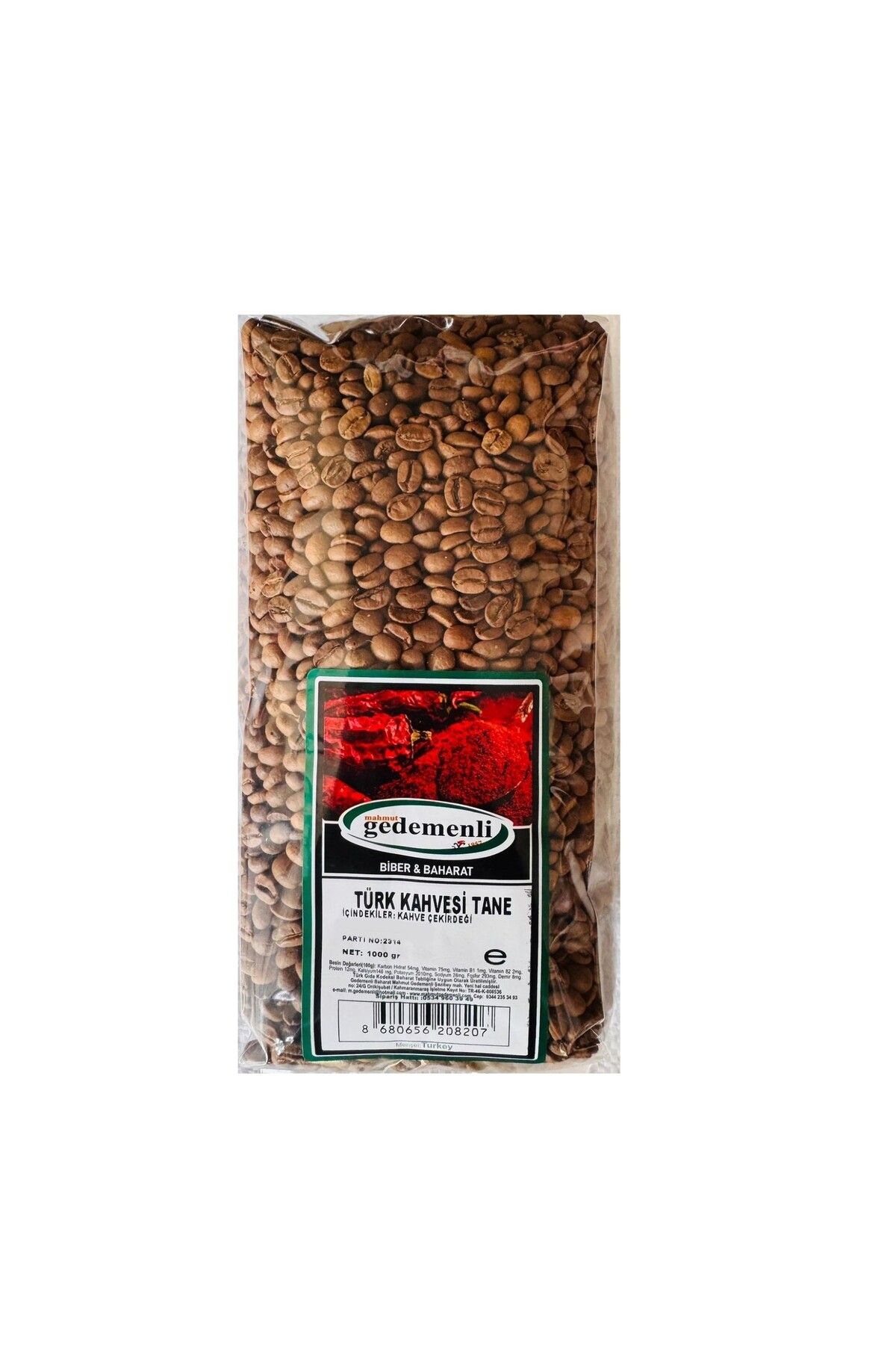 GEDEMENLİ TÜRK KAHVESİ TANE 1000 GR