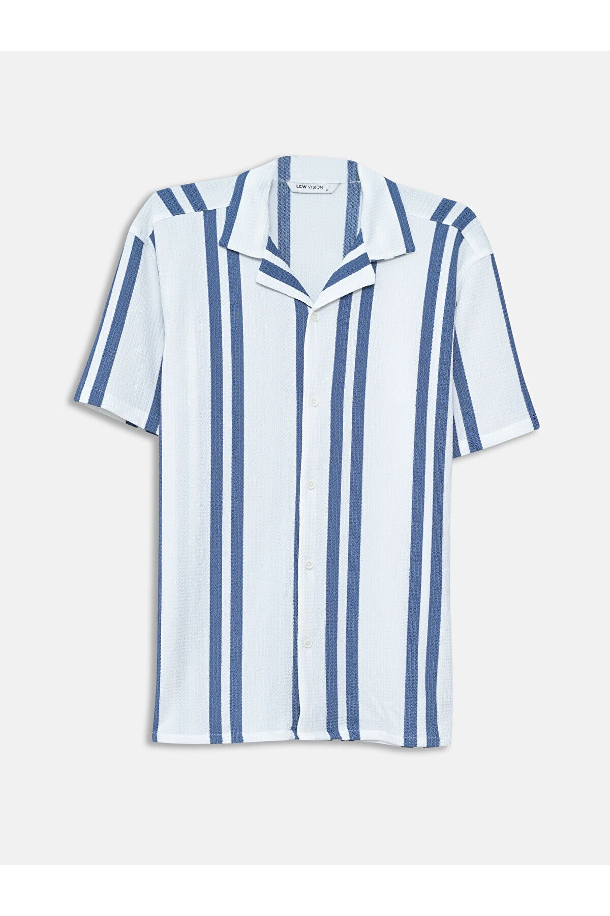 LC Waikiki Regular Fit Kısa Kollu Çizgili Armürlü Erkek Gömlek