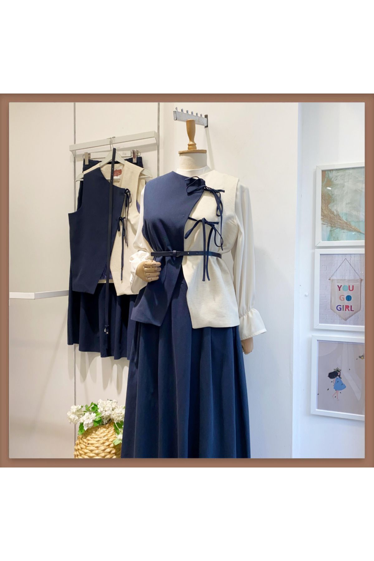 Faya Boutique Lacivert Kemerli Fayra Takım