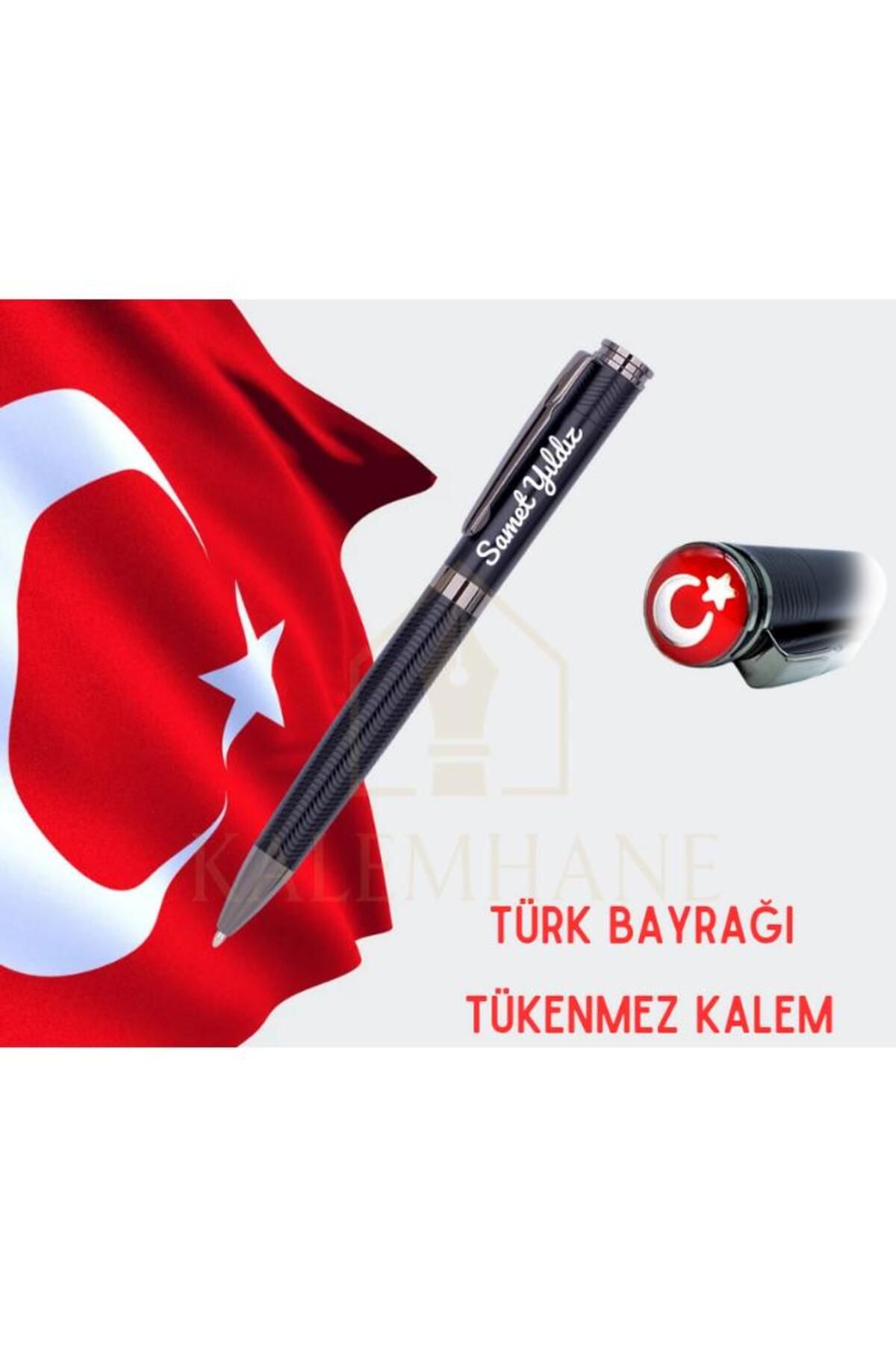 kalemhane Türk Bayrağı Temalı Kişiye Özel İsimli Tükenmez Kalem