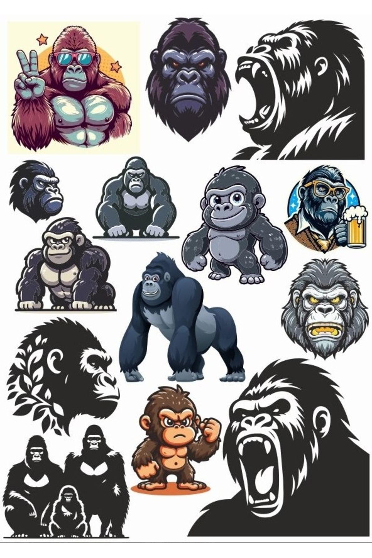 Reysa Tasarım Goril Sticker Set