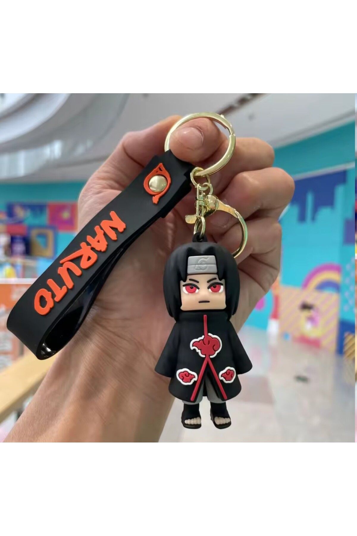 Mimi Aksesuar 3D Lüks Büyük Boy Naruto Karekteri (Uchiha Sasuke) Silikon Anahtarlık & Çanta Aksesuarı