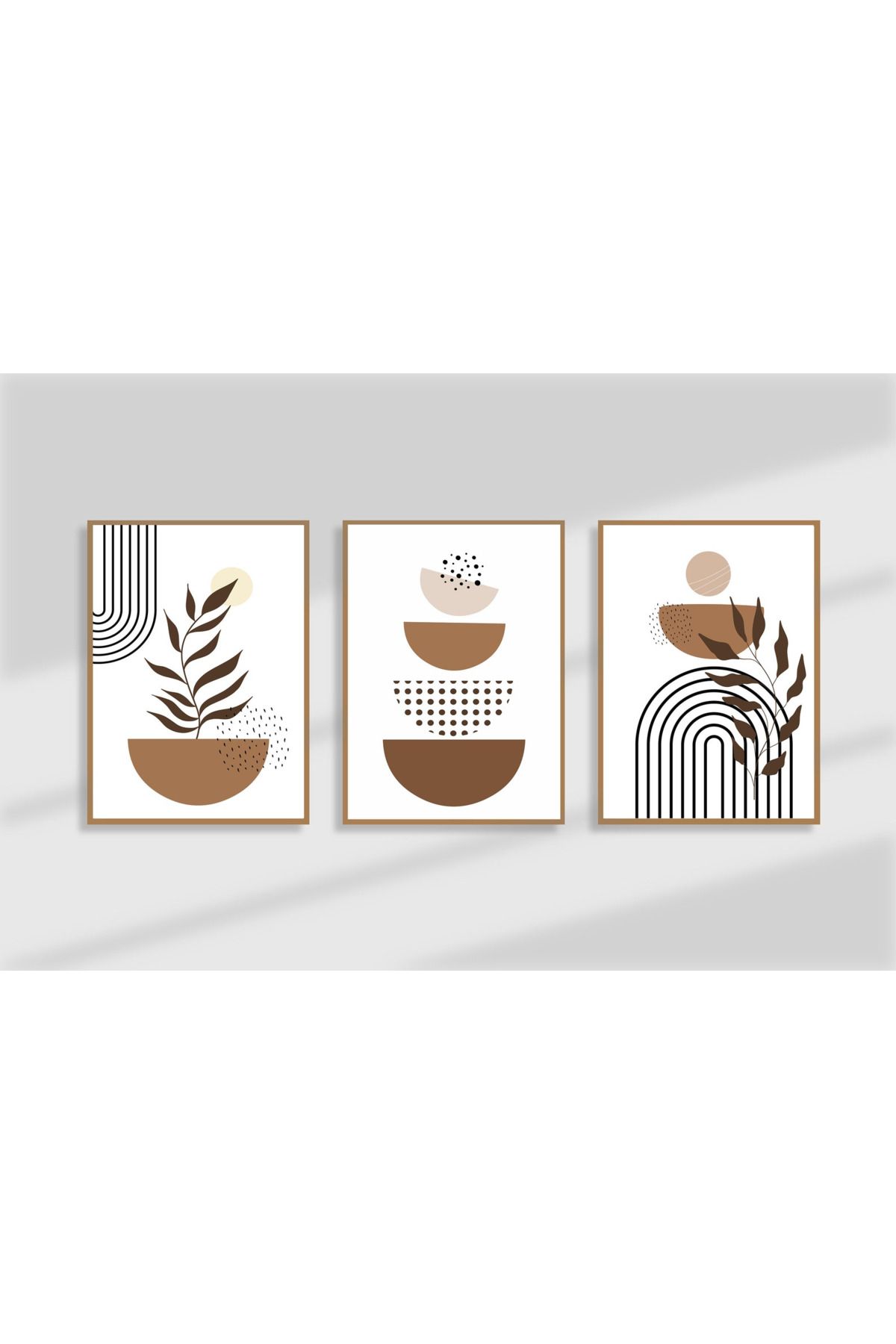 Tuba Decor 3 Parça Ahşap Çerçeve Görünümlü MDF Poster Tablo Seti
