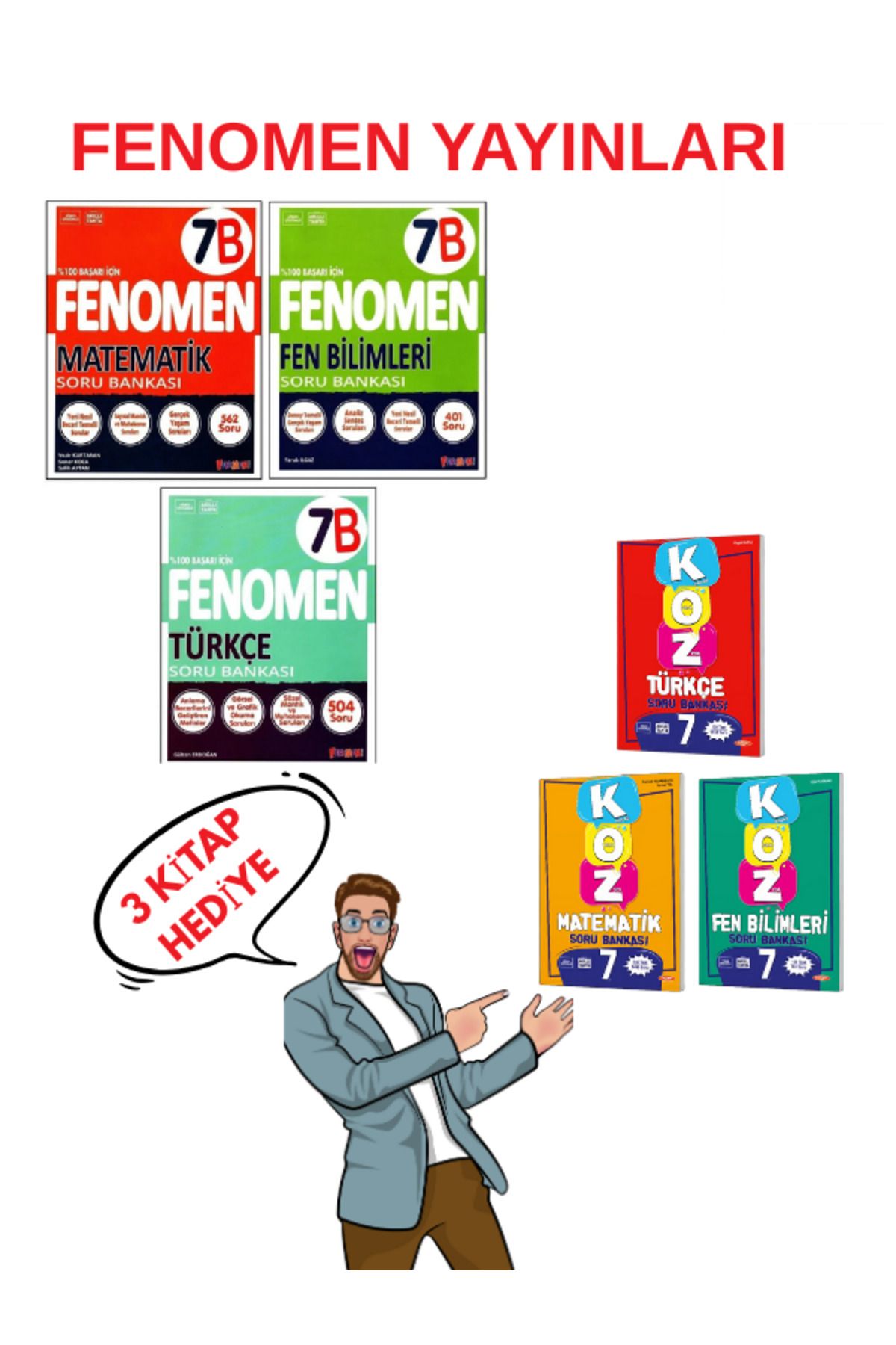 Fenomen Yayıncılık Fenomen 7. Sınıf Matematik (B)+Türkçe (B)+Fen Bilimleri (B) Kitabı 3 Kitap