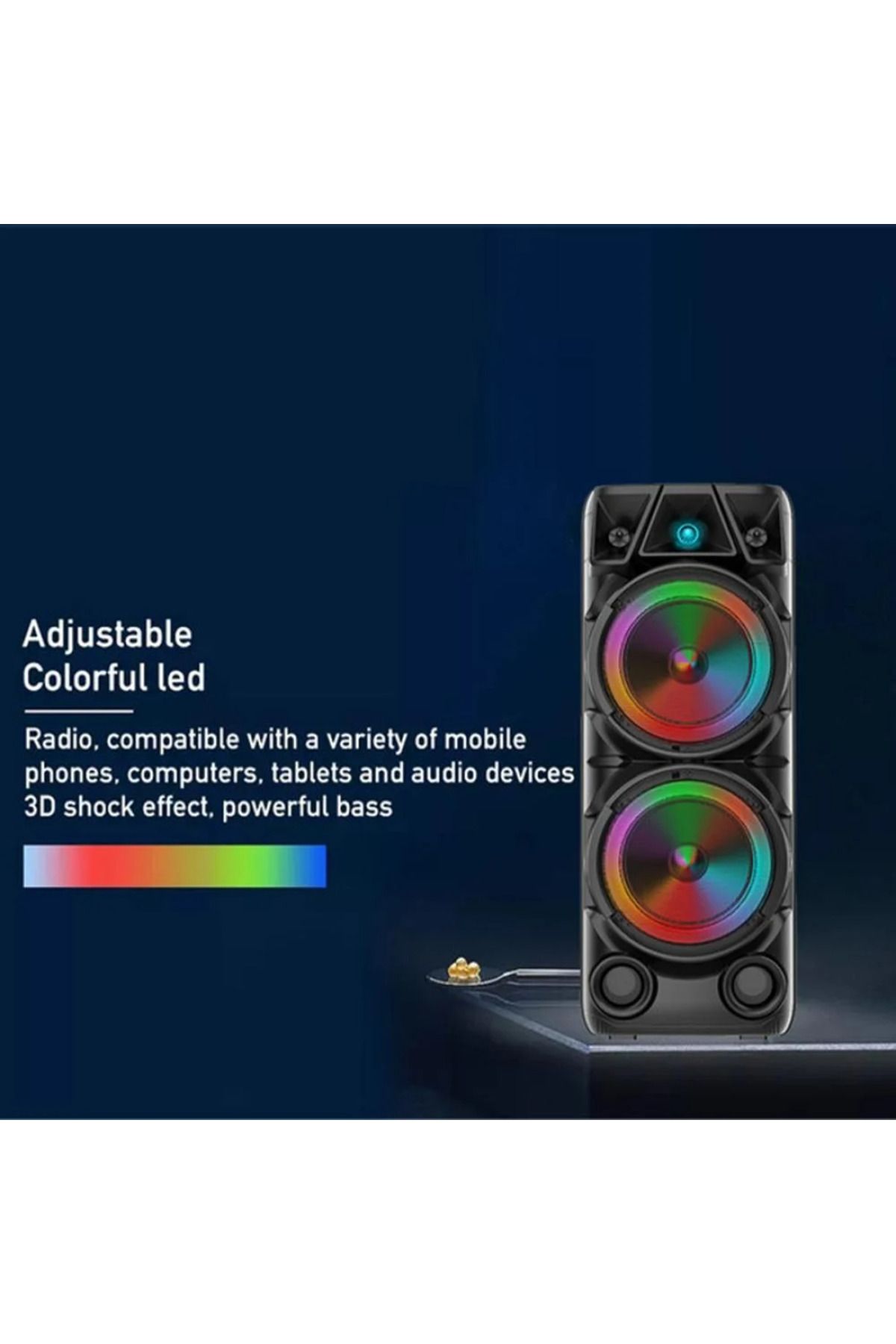 Primo Plus-ZQS8210 Bluetooth Speaker with Rechargeable Battery and RGB Lighting, Supports TWS,FM, USB, with MIC 6