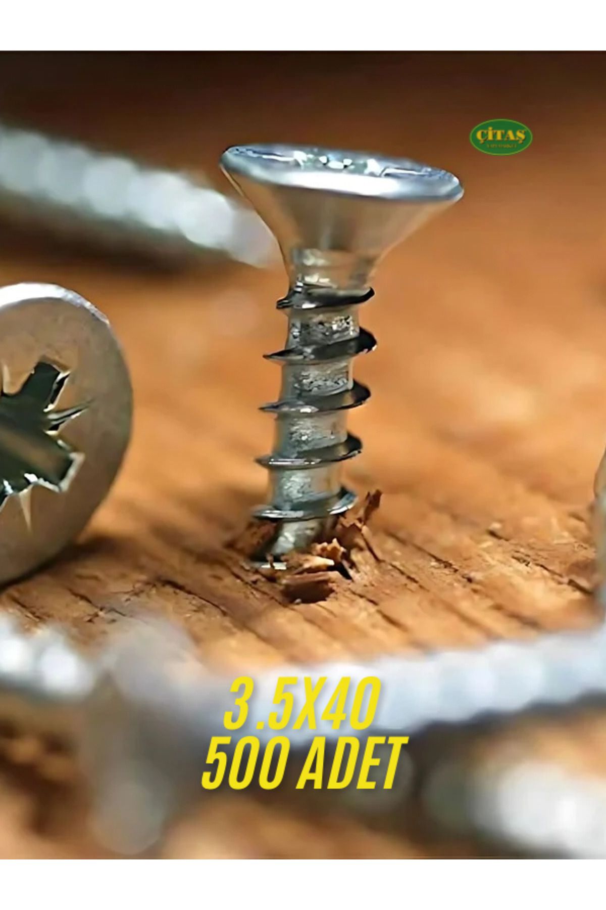 ÇİTAŞ 500 ADET 3.5 X 40 SİVRİ UÇLU AHŞAP-SUNTA VİDASI (4 CM UZUNLUK)