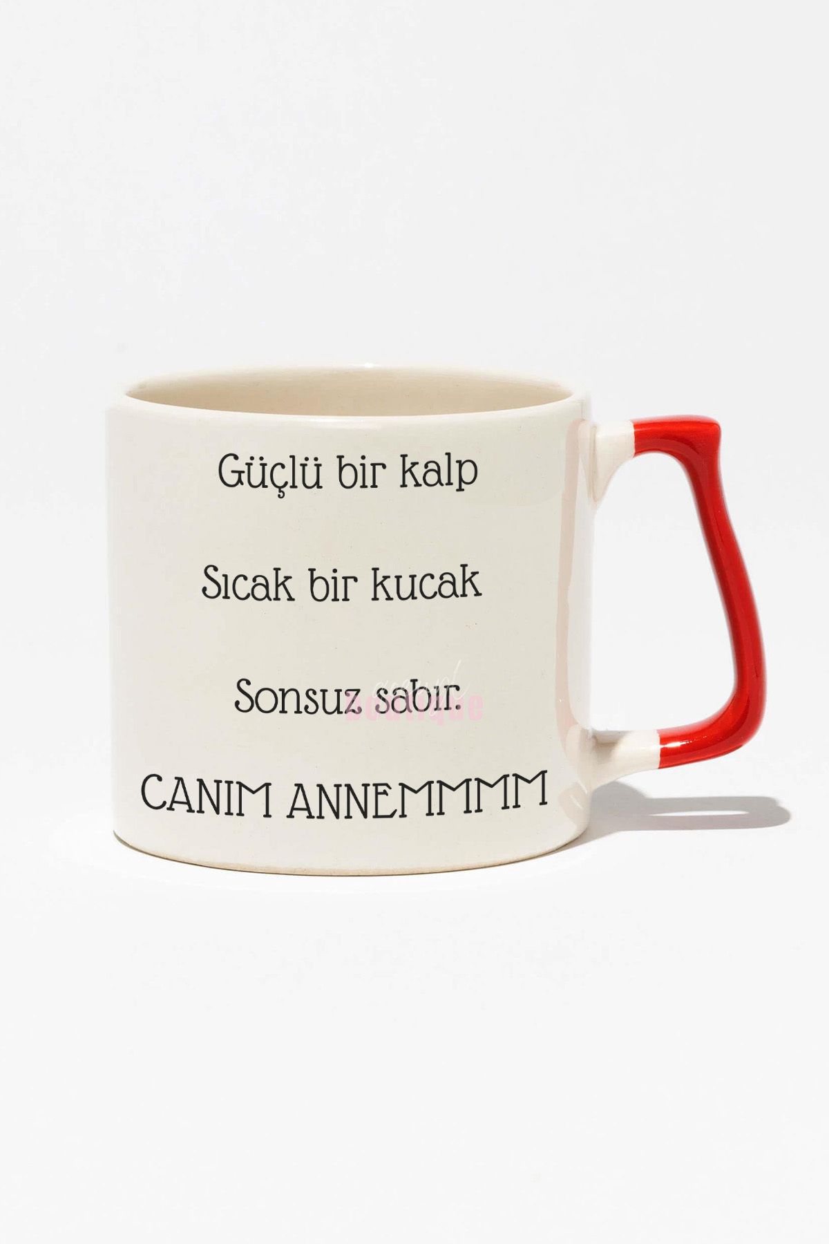 qoeuyl boutique "Canım Annem" Anneler Günü Doğum Günü Hediye Kırmızı Kulplu Kupa Bardak