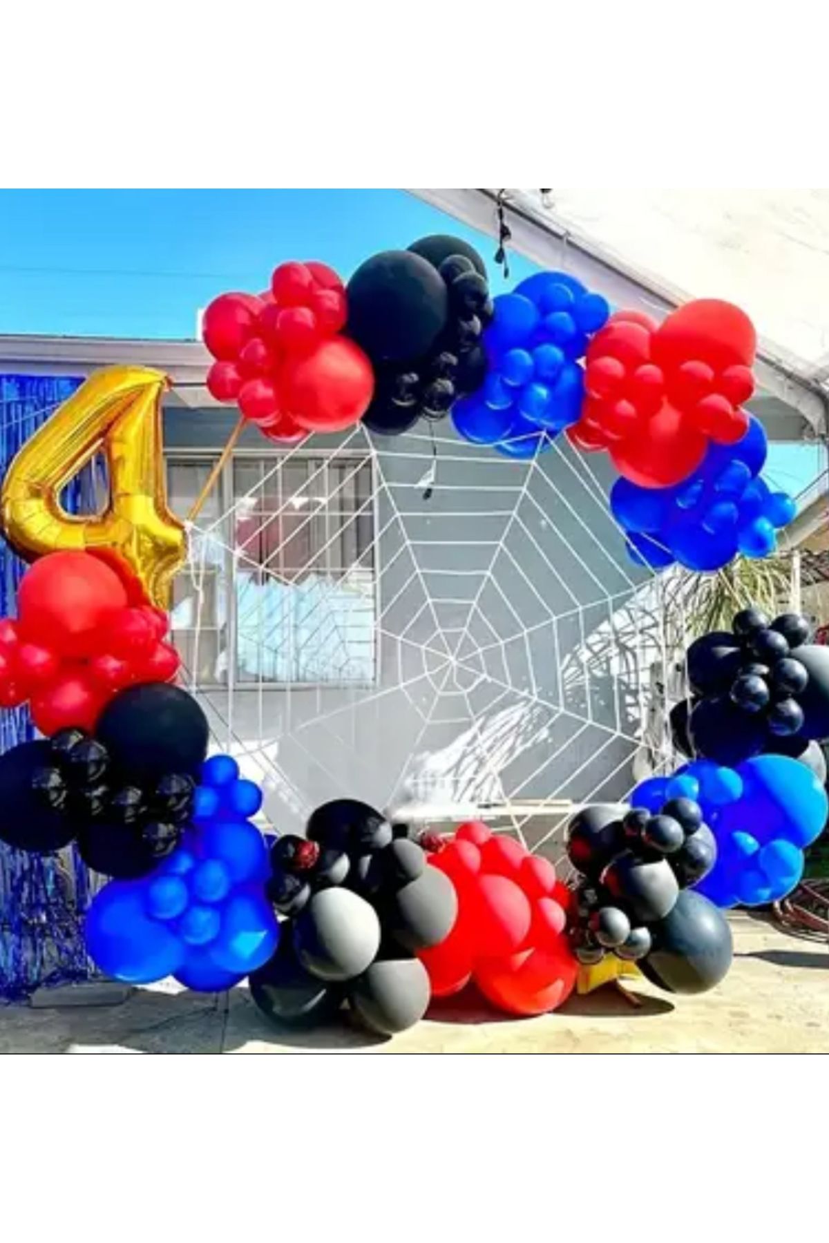 Çemrek Süs Parti Kırmızı Siyah Mavi Balon Zinciri Seti 100 lü