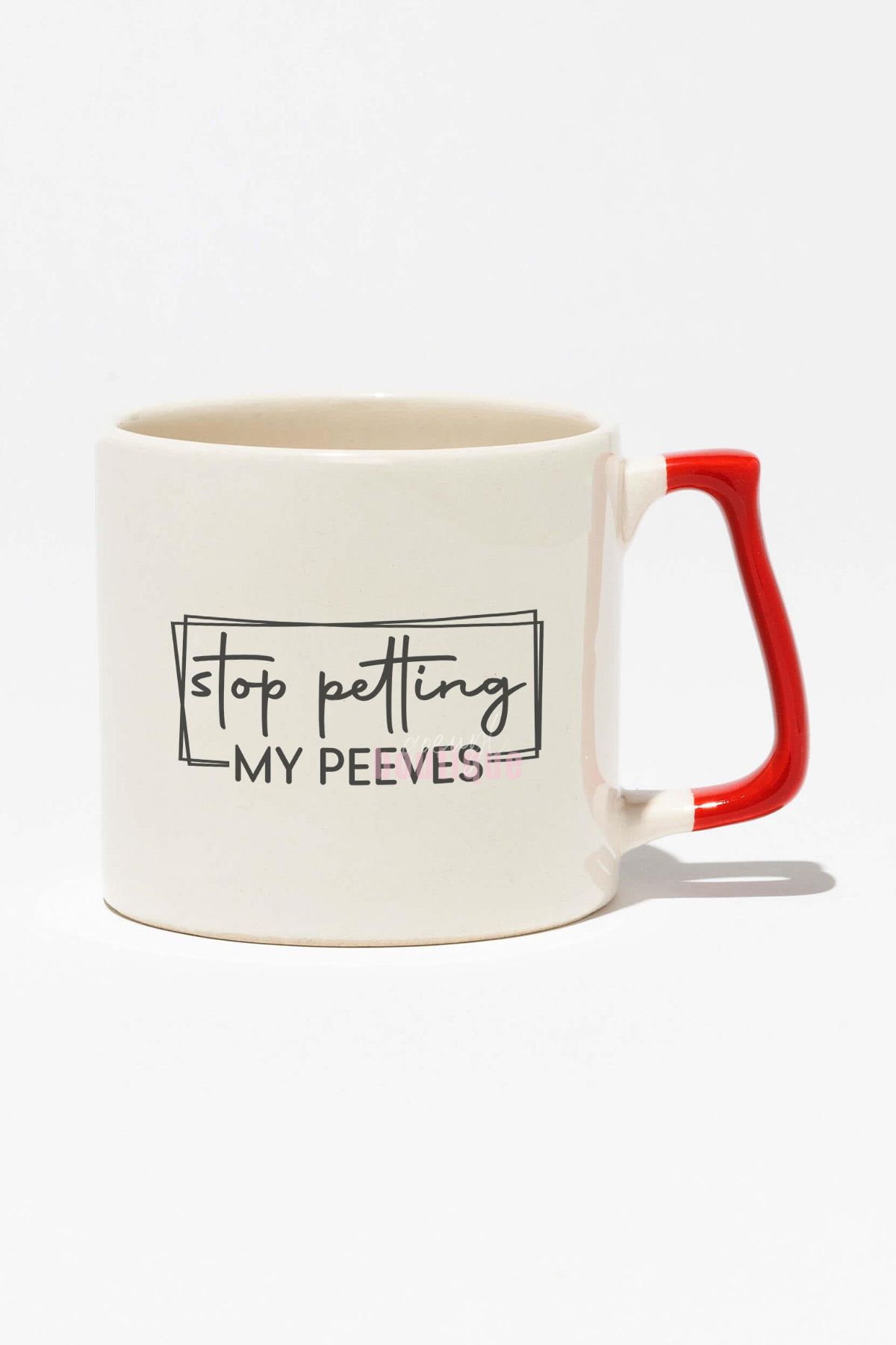qoeuyl boutique "Stop Petting My Peeves" Sarkastik Arkadaşa Sevgiliye Doğum Günü Hediye Kırmızı Kulplu Kupa Bardak