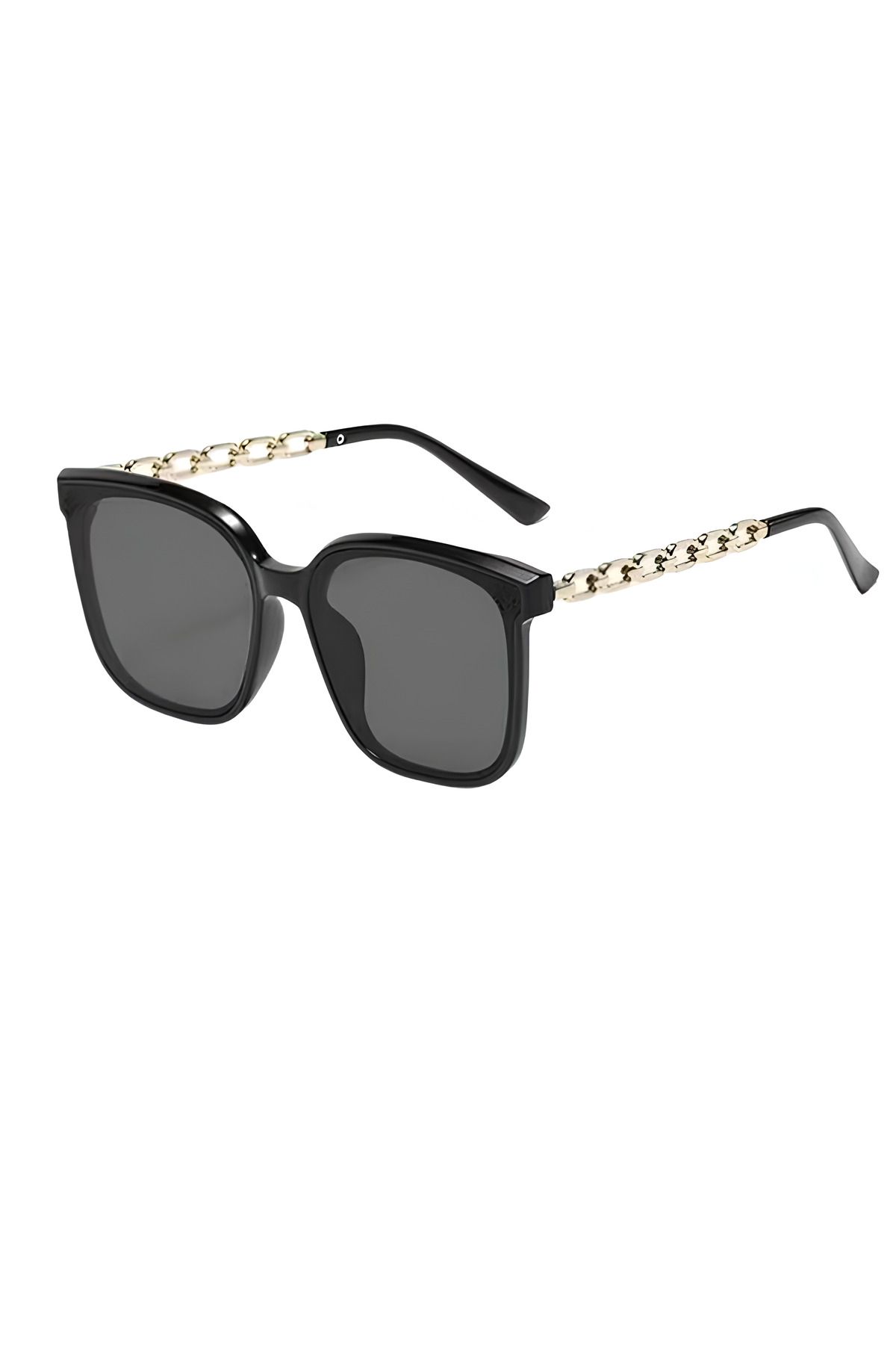 Chunky Frame Unisex Siyah 2025 Yılı Metal Yeni Sezon Güneş Gözlüğü