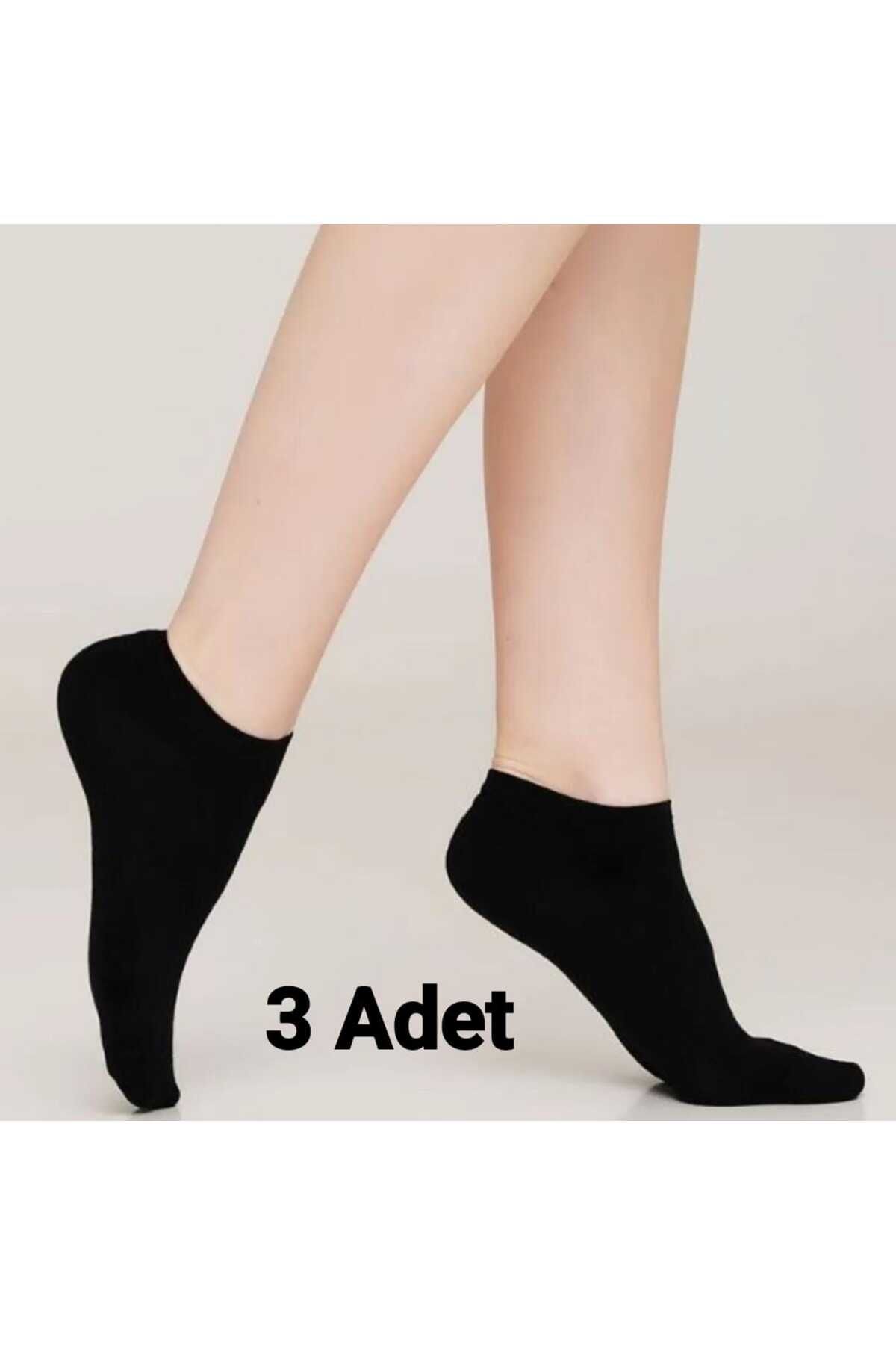 Anelli 3'lü Paket Unisex Siyah Bilek Çorap | Pamuklu, Günlük Kullanım İçin Kısa Çorap