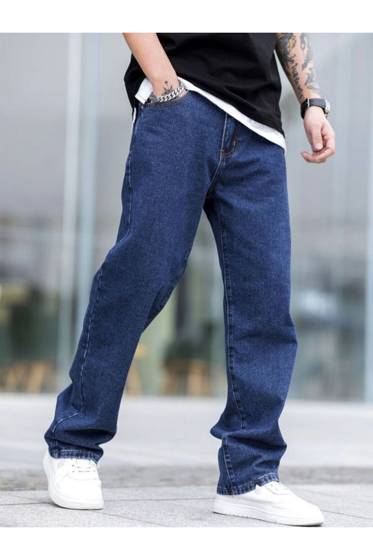 Butik ERKEK BEYAZ YIKAMALI BAGGY FİT PANTOLON