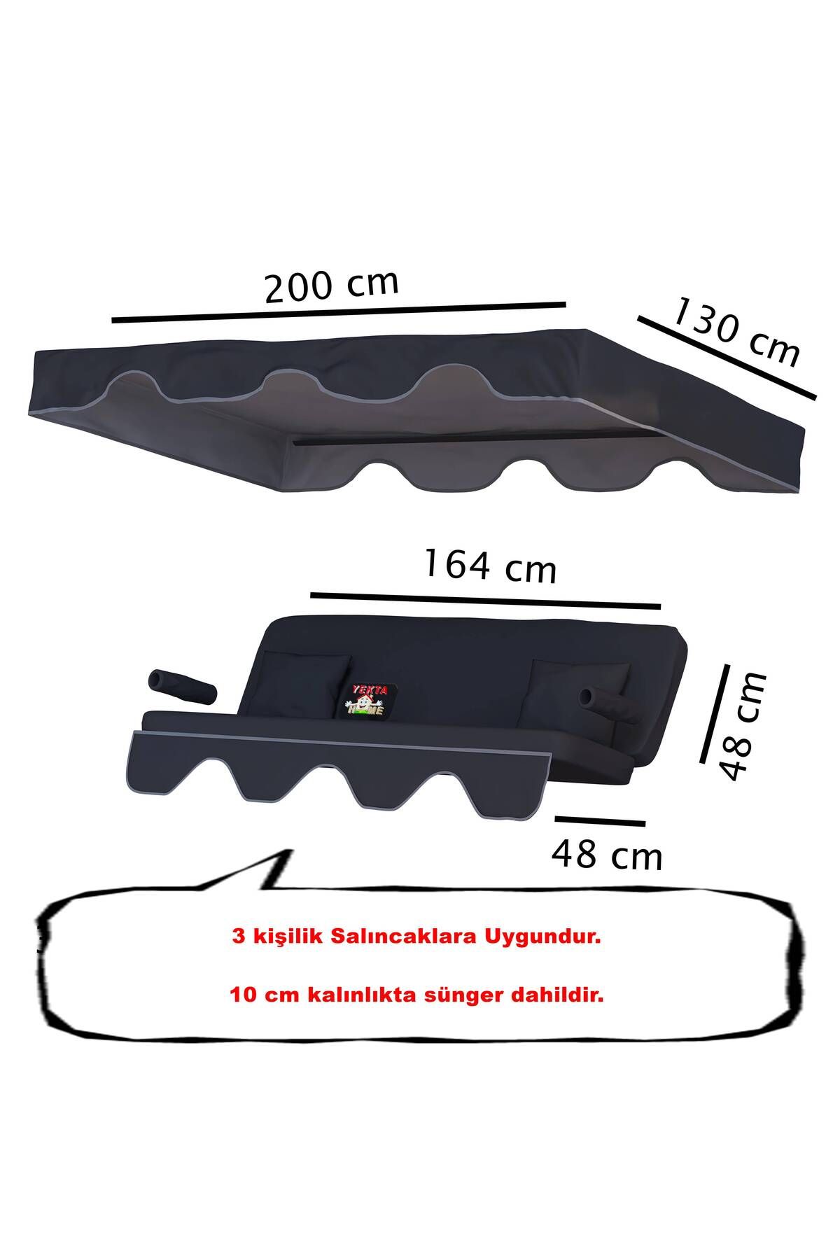 Yekta Home Antalya 3 kişilik Salıncak Minder Takımı . Yastık Tente Kolluk Minder Süngerli Set