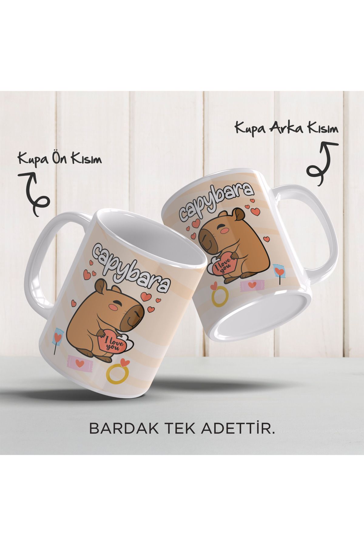 YELKOVAN TASARIM Capybara Temalı Sevimli Tasarım, Komik Hayvan Çizimli, Renkli Porselen Kupa Bardak, Model-4