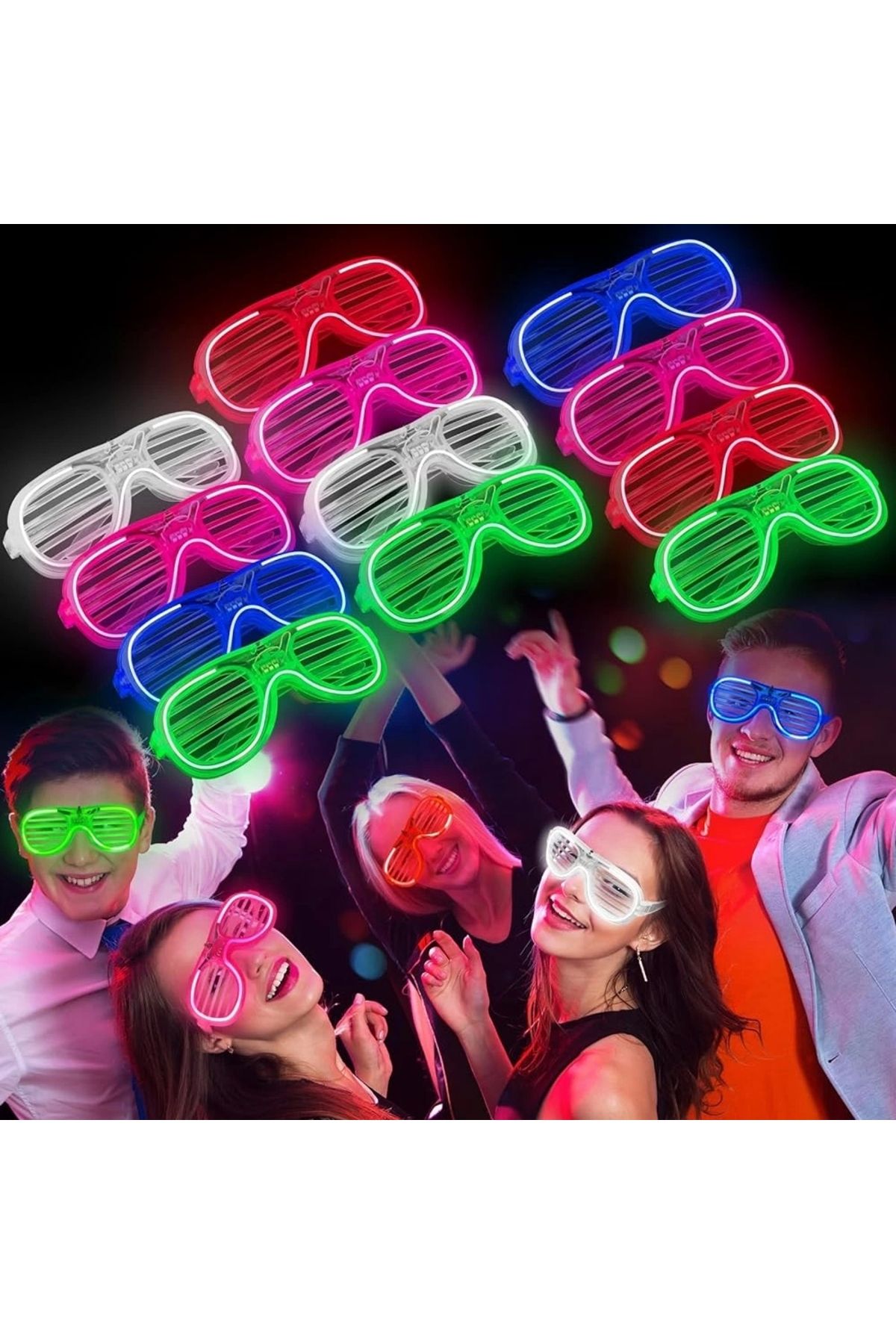 PRATİKOBA Glow Işıklı Panjur Parti Gözlüğü 12 Adet