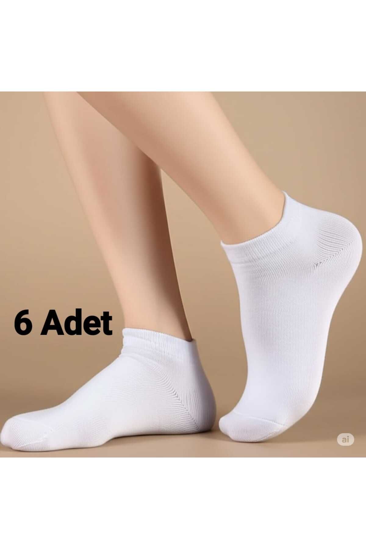 Anelli 6' lı Paket Unisex Beyaz Bilek Çorap | Pamuklu, Günlük Kullanım İçin Kısa Çorap