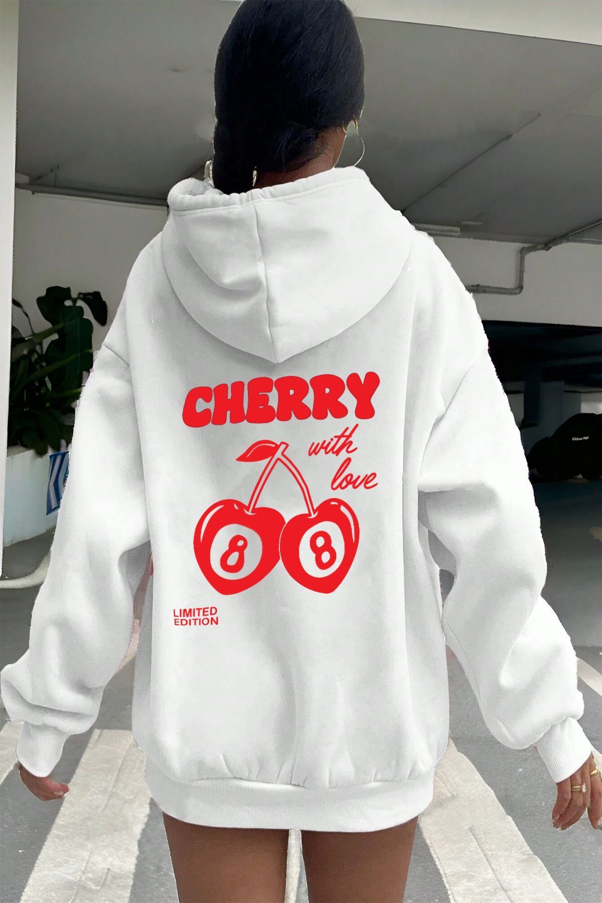 ModaSphere Cherry Baskılı Oversize Sweatshirt