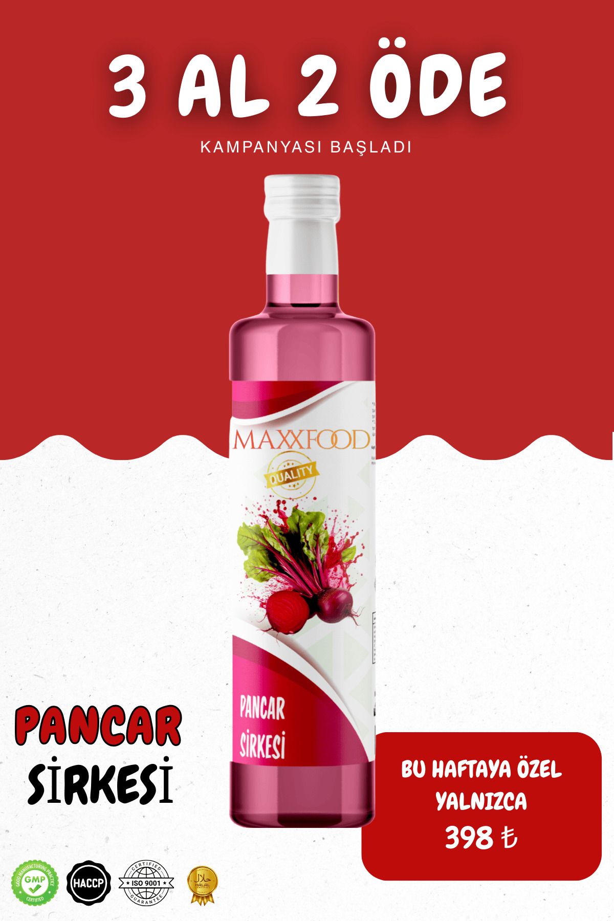 maxxfood PANCAR SİRKESİ (Beetroot vinegar) 500Ml