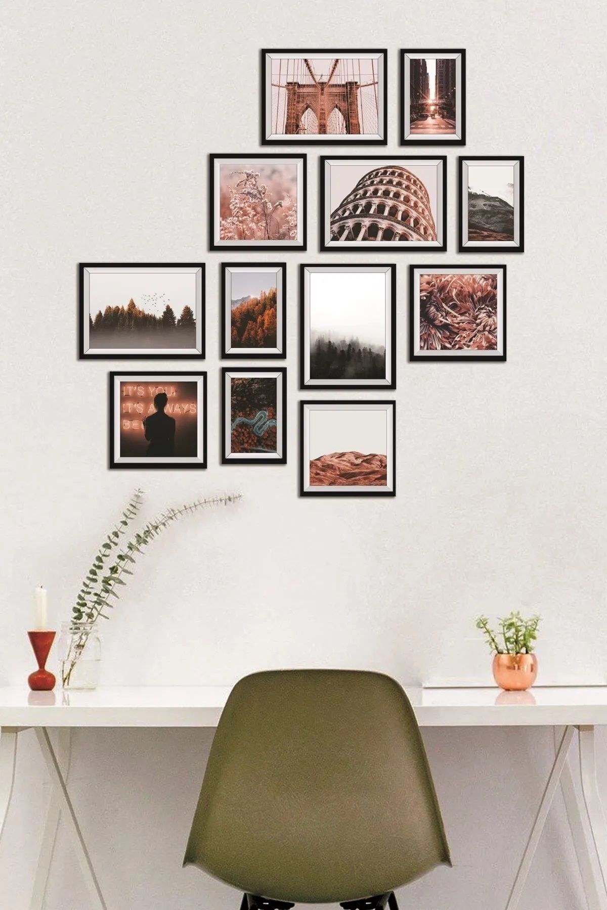Ygs YGS1003-Consept Dekoratif Çerçeve Görünümlü 12'li Mdf Tablo