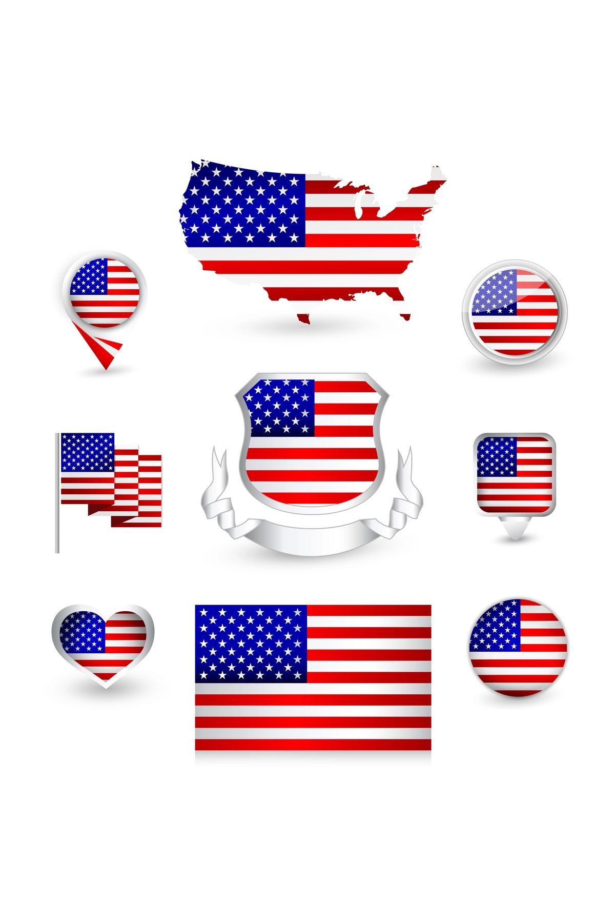 Reysa Tasarım Amerika Birleşik Devletleri Sticker Set