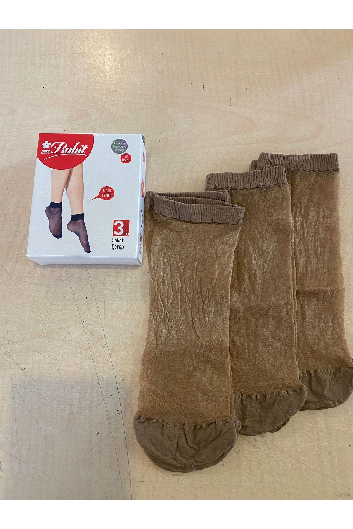 Babit Kadın Fit 15 Parlak İnce Soket Tül Çorap 3'lü