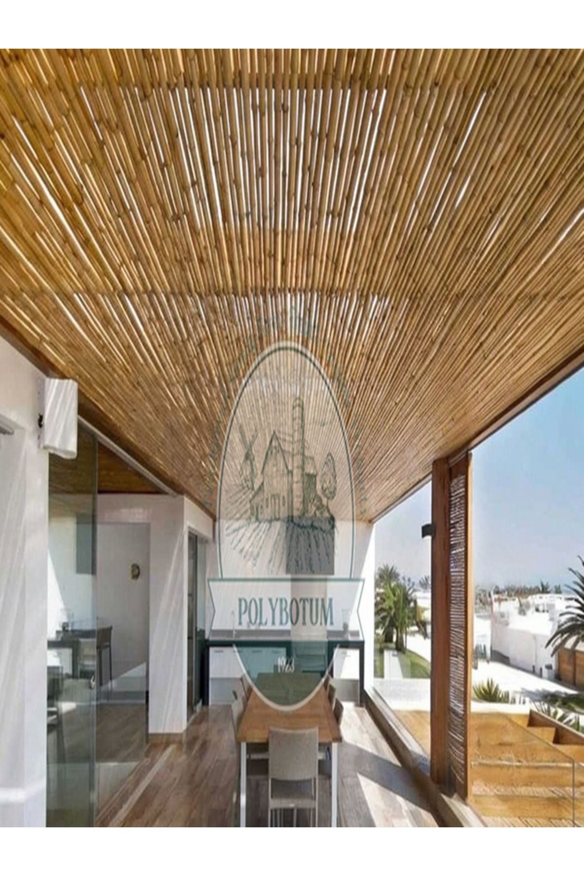 POLYBOTUM 150x400 Dekoratif Doğal Bambu Kamış Hasır Bahçe Çiti- Gölgelik Hasır -balkon -tavan Dekorasyon