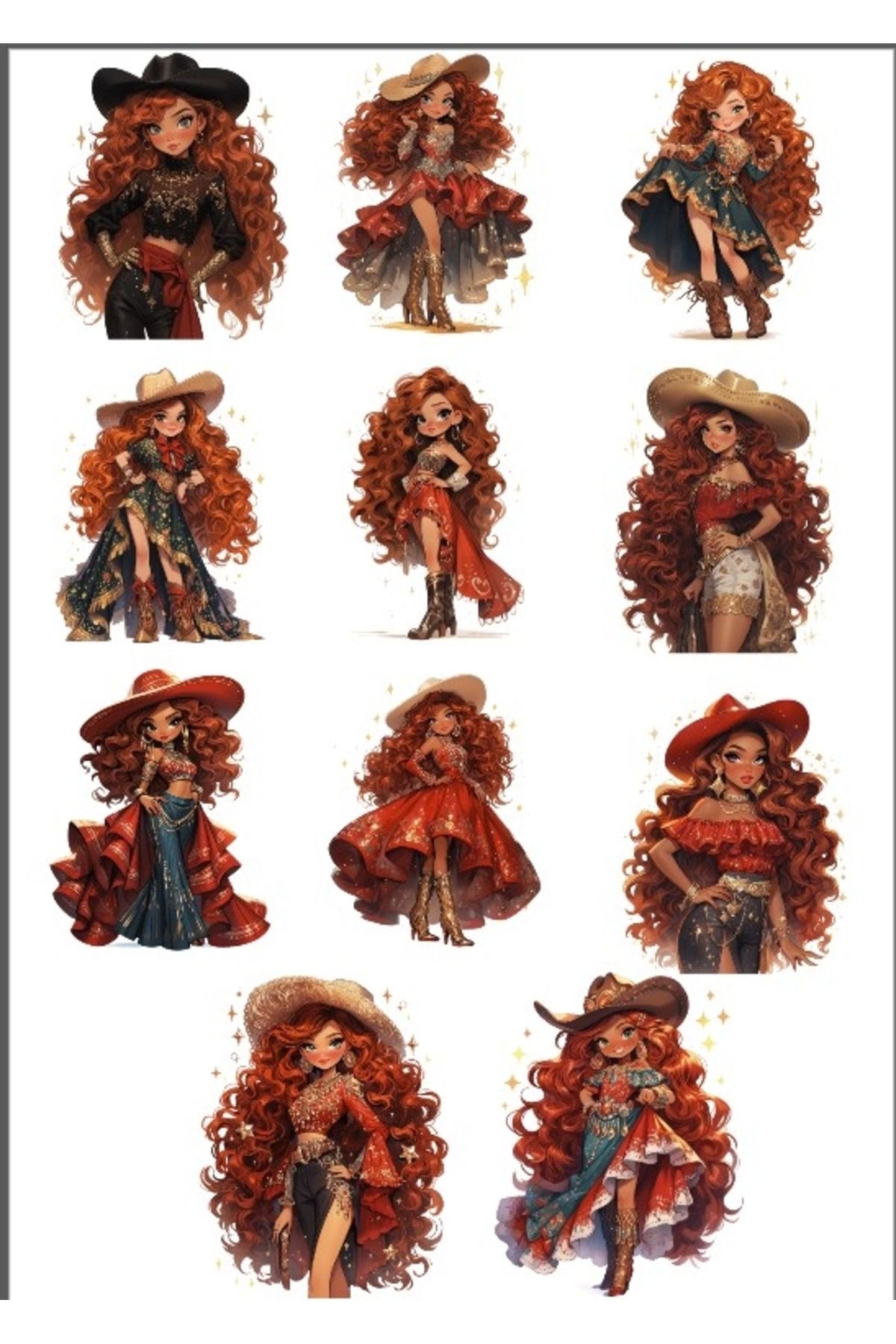 Reysa Tasarım Kovboy Kız Sticker Set