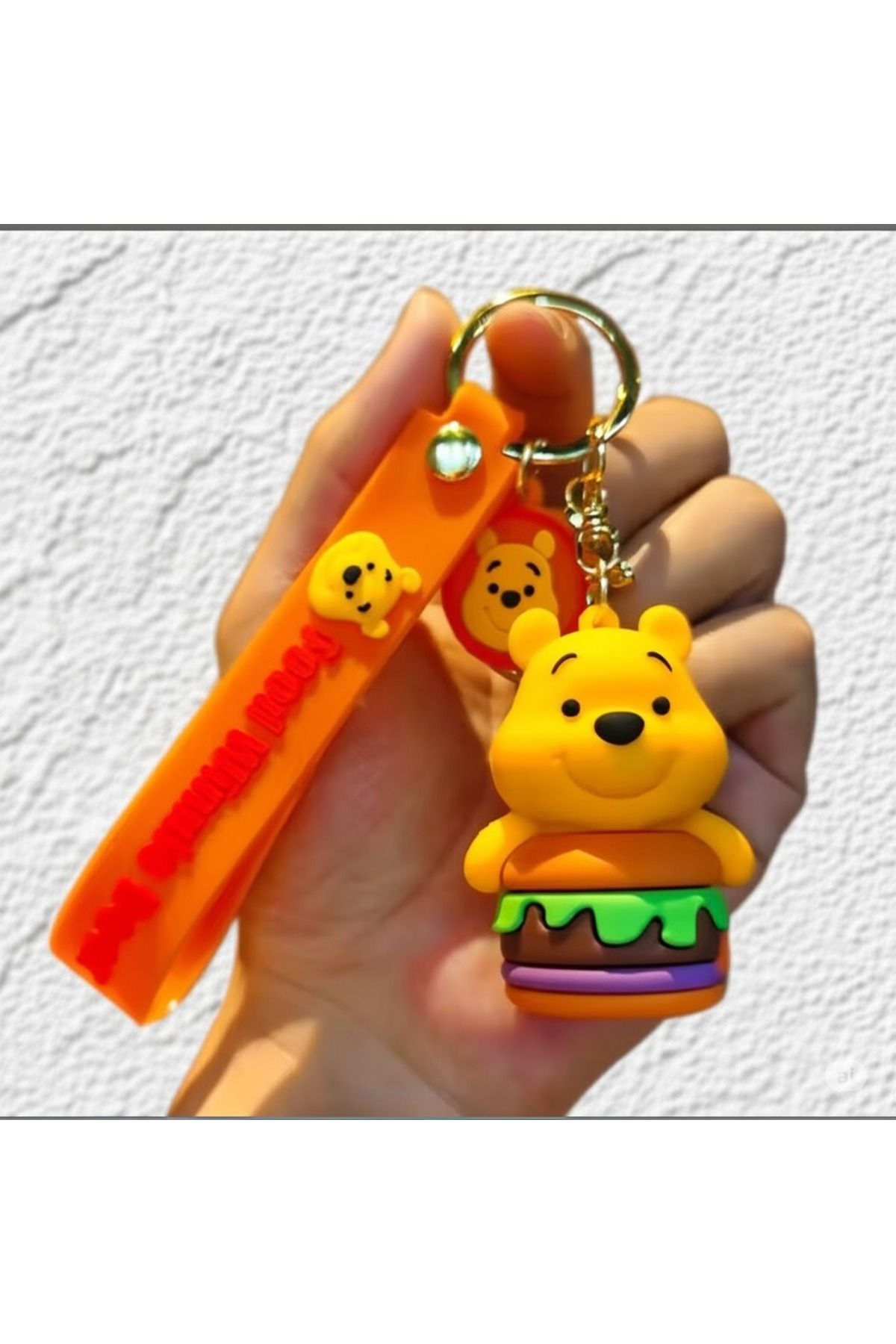 Mimi Aksesuar 3D Lüks Büyük Boy (Winnie The Pooh) Silikon Anahtarlık & Çanta Aksesuarı Süs