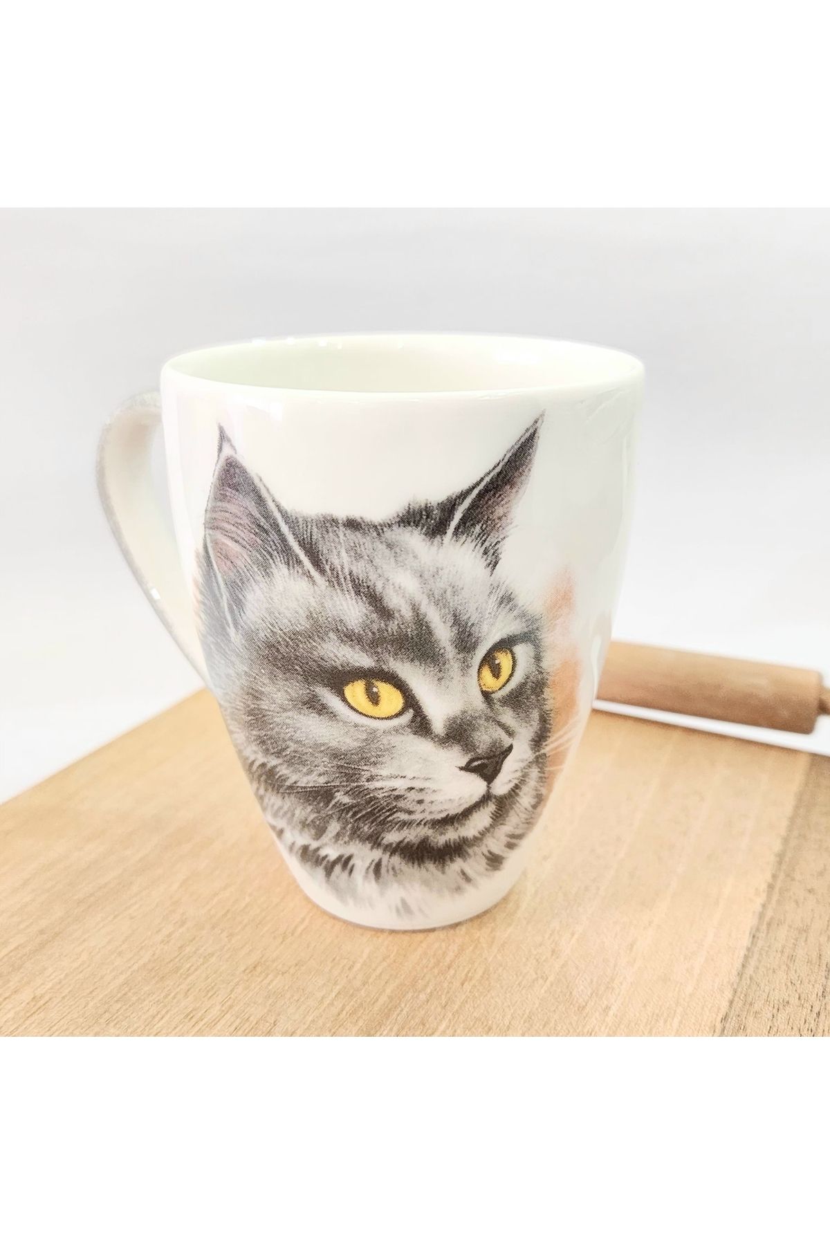 Mimoza Porselen Kedi Desenli Kupa