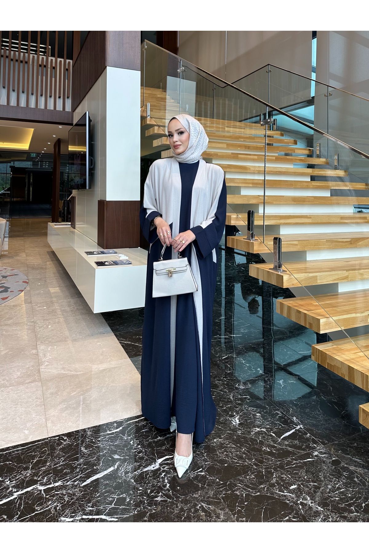 sevannaluxurydesign Çift renk abaya & elbise ikili takım