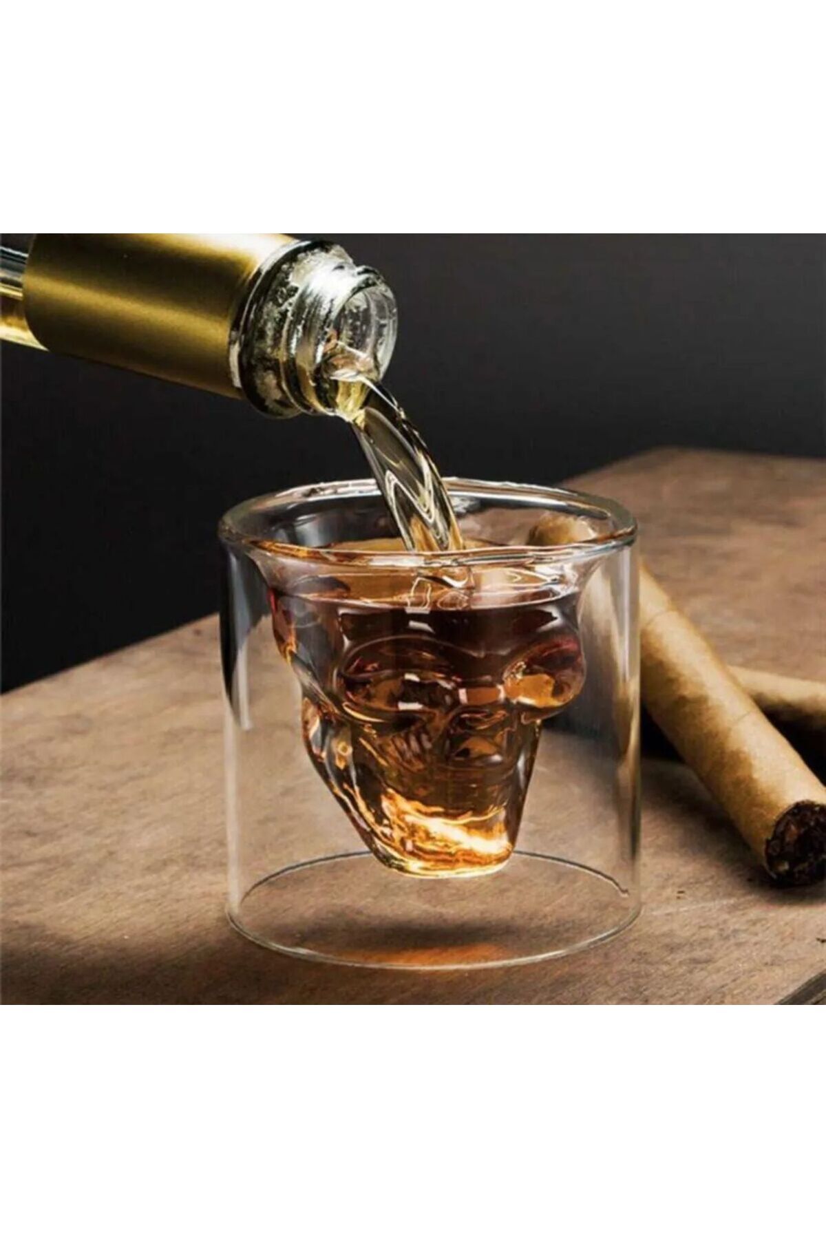 KARALYAN Kuru Kafa Tasarımlı Çift Cidarlı Isıya Dayanıklı Borosilikat Bardak,Kahve,Meşrubat Sunum Shot Bardak