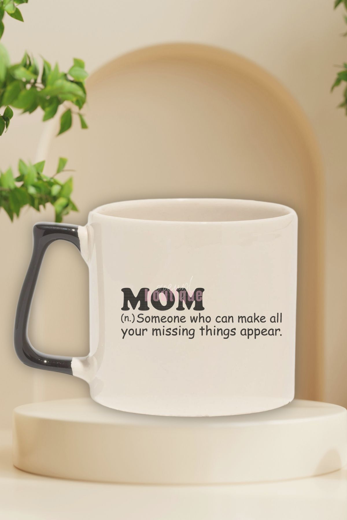 qoeuyl boutique Mom Noun Definition Baskılı Anneler Günü Doğum Günü Hediye Siyah Kulplu Kupa Bardak