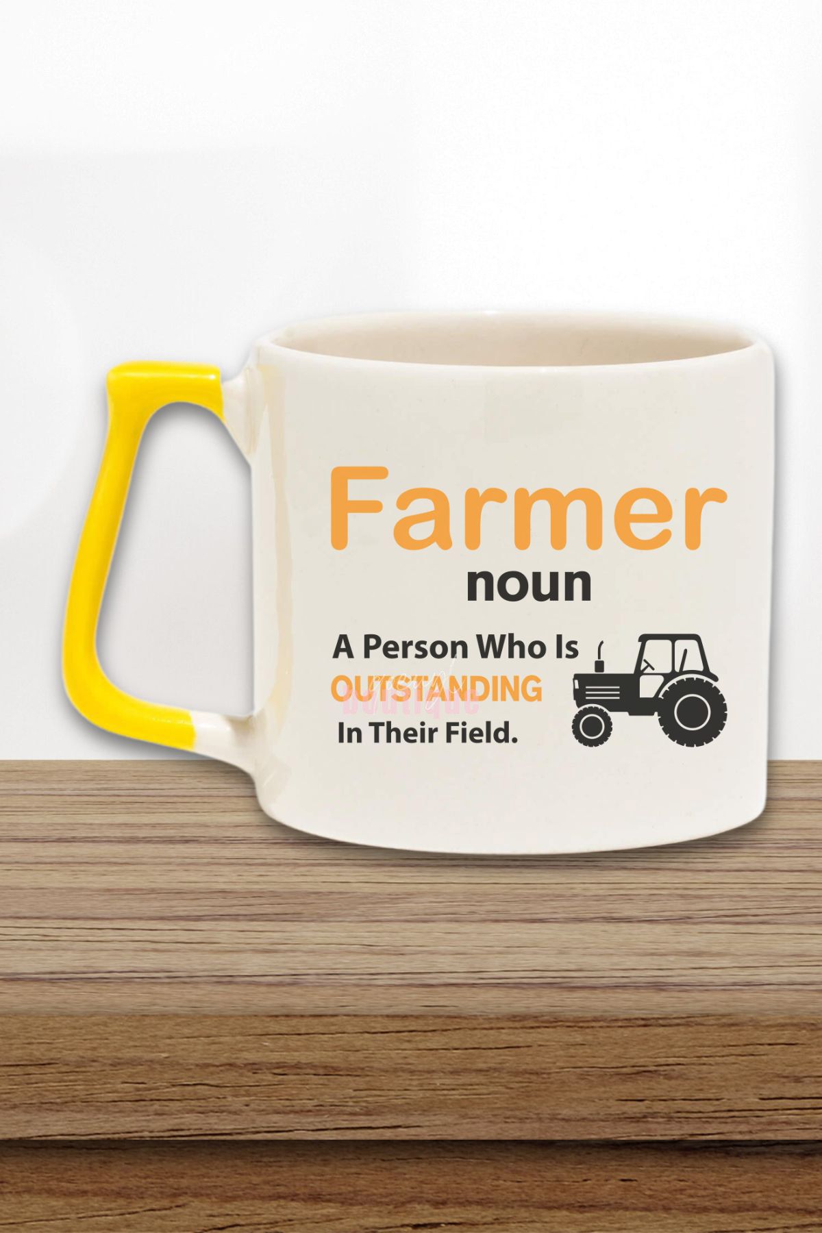 qoeuyl boutique Farmer Noun Outstanding Baskılı Çiftçi Doğum Günü Hediye Sarı Kulplu Kupa Bardak