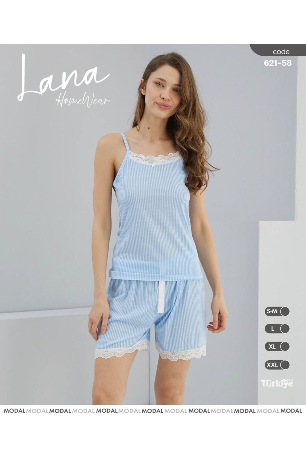 Snowdrop Dantel Detaylı İp Askılı Şortlu Takım