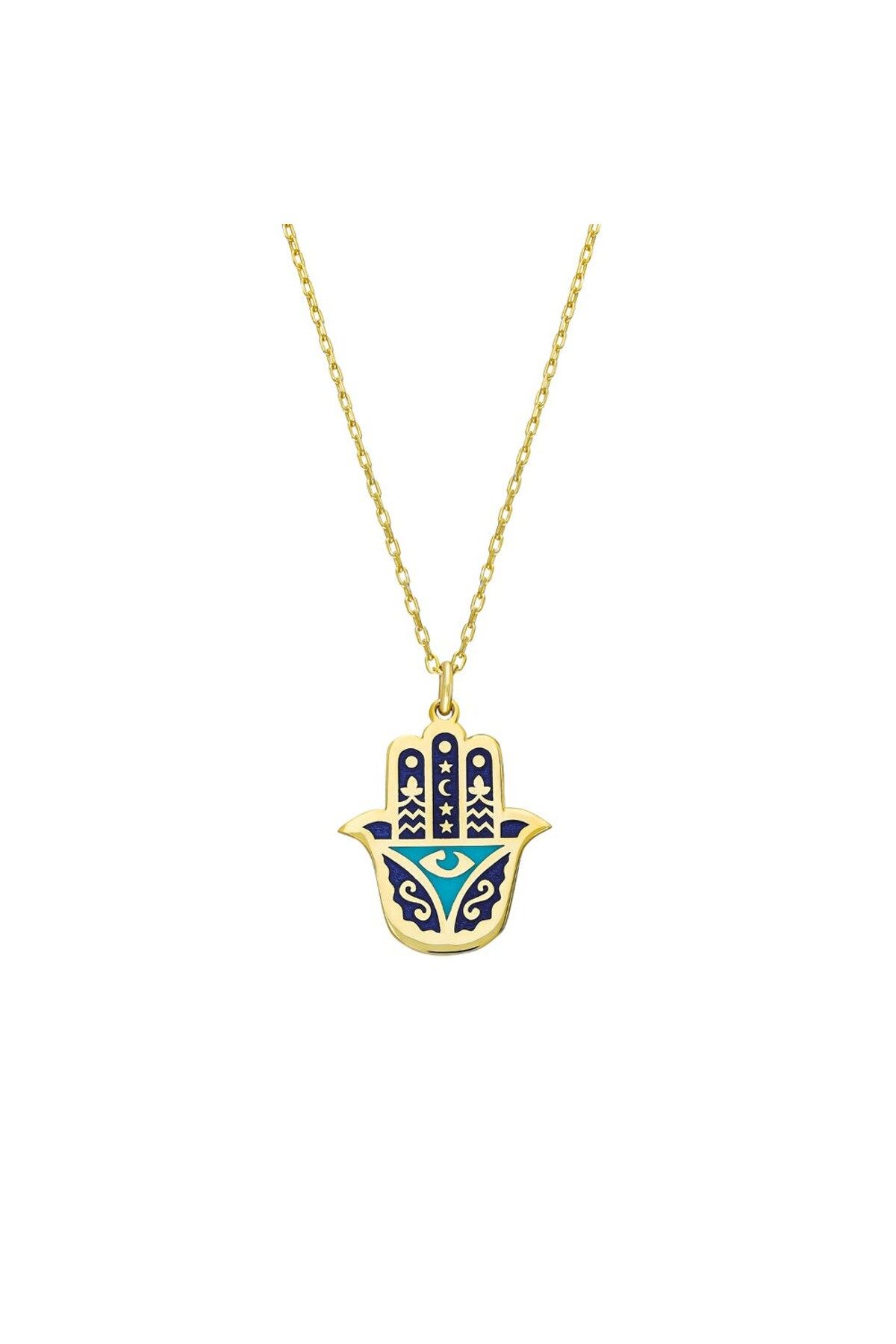 beonejewelry MİNELİ HAMSA KOLYE MODEL 2 | 925 GÜMÜŞ