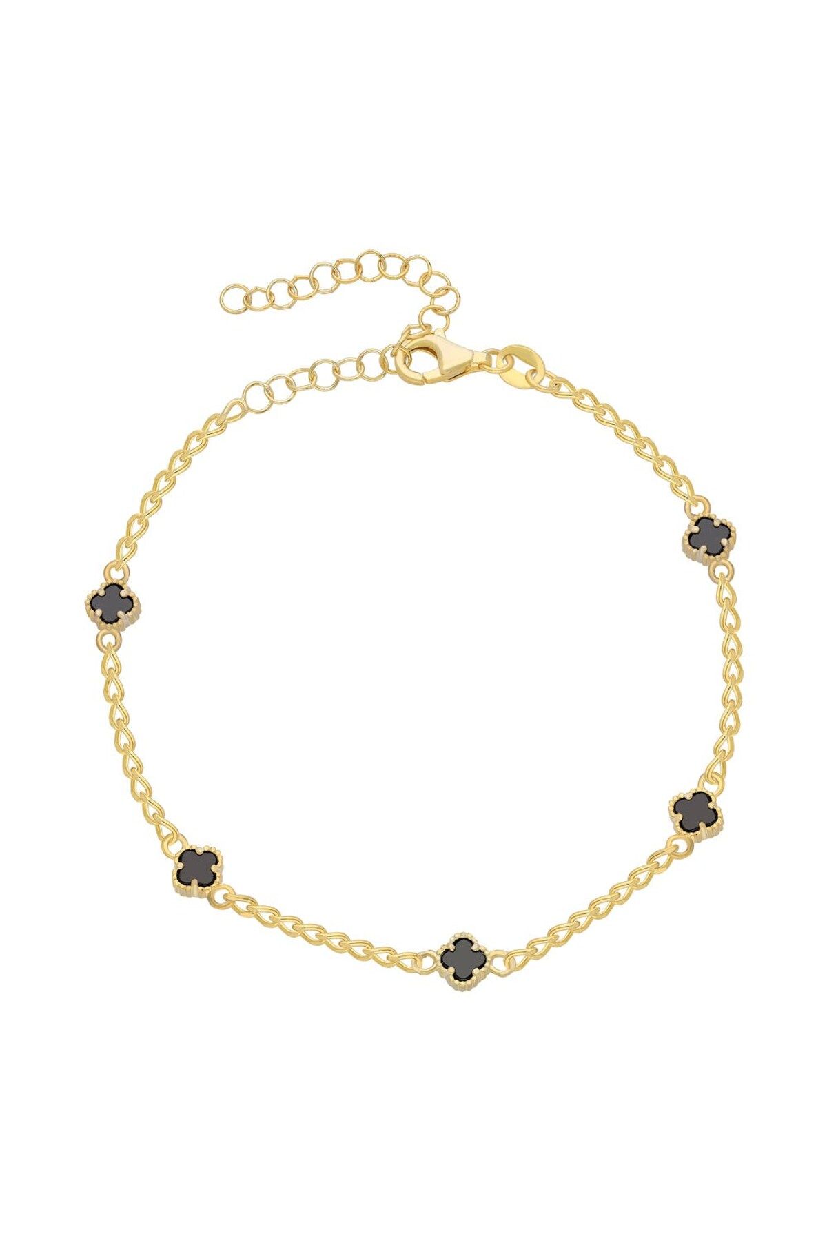beonejewelry SİYAH OPAL TAŞLI YONCA GURME BİLEKLİK | 925 GÜMÜŞ