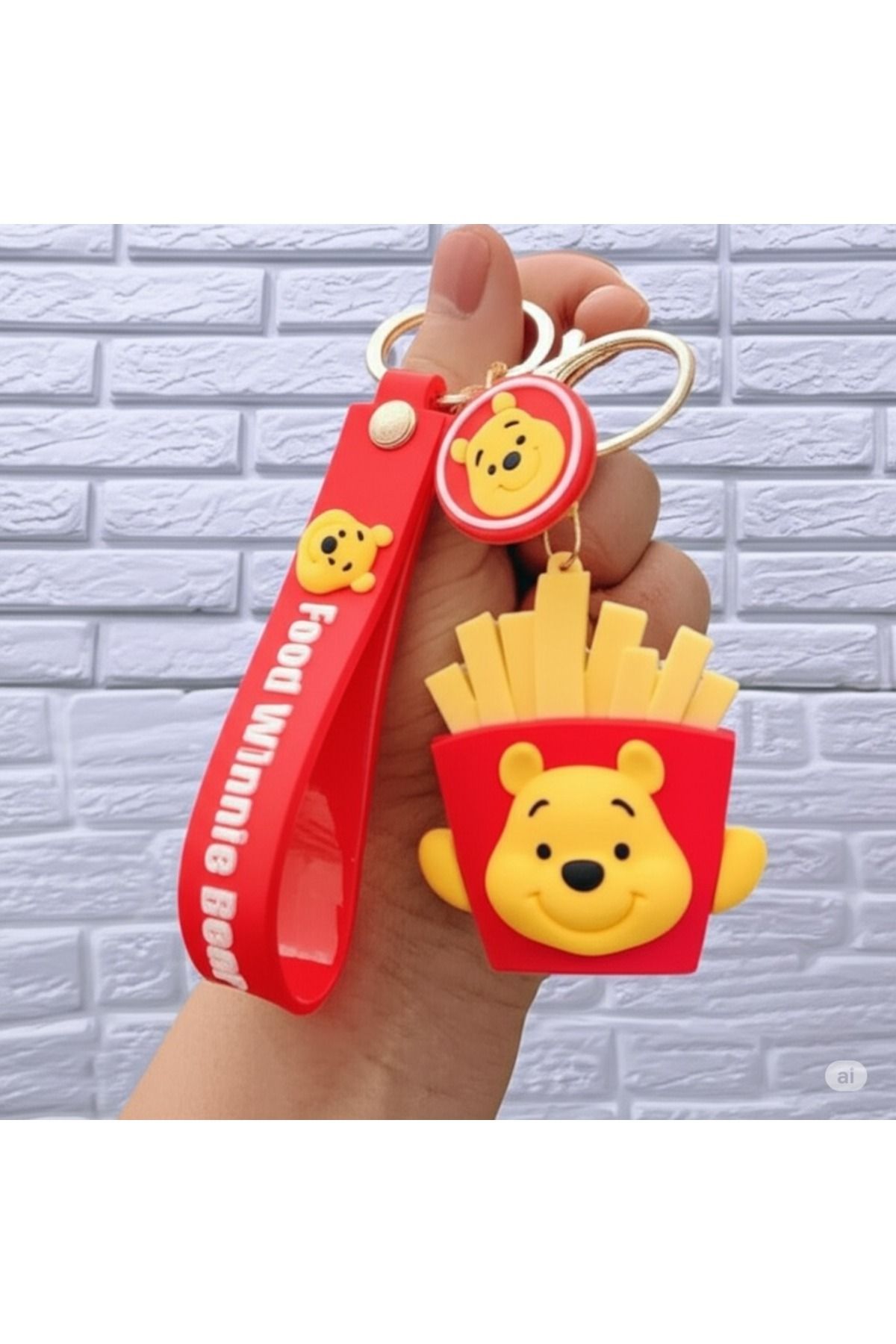 Mimi Aksesuar 3D Lüks Büyük Boy (Winnie pooh) Silikon Anahtarlık & Çanta Aksesuarı Süs