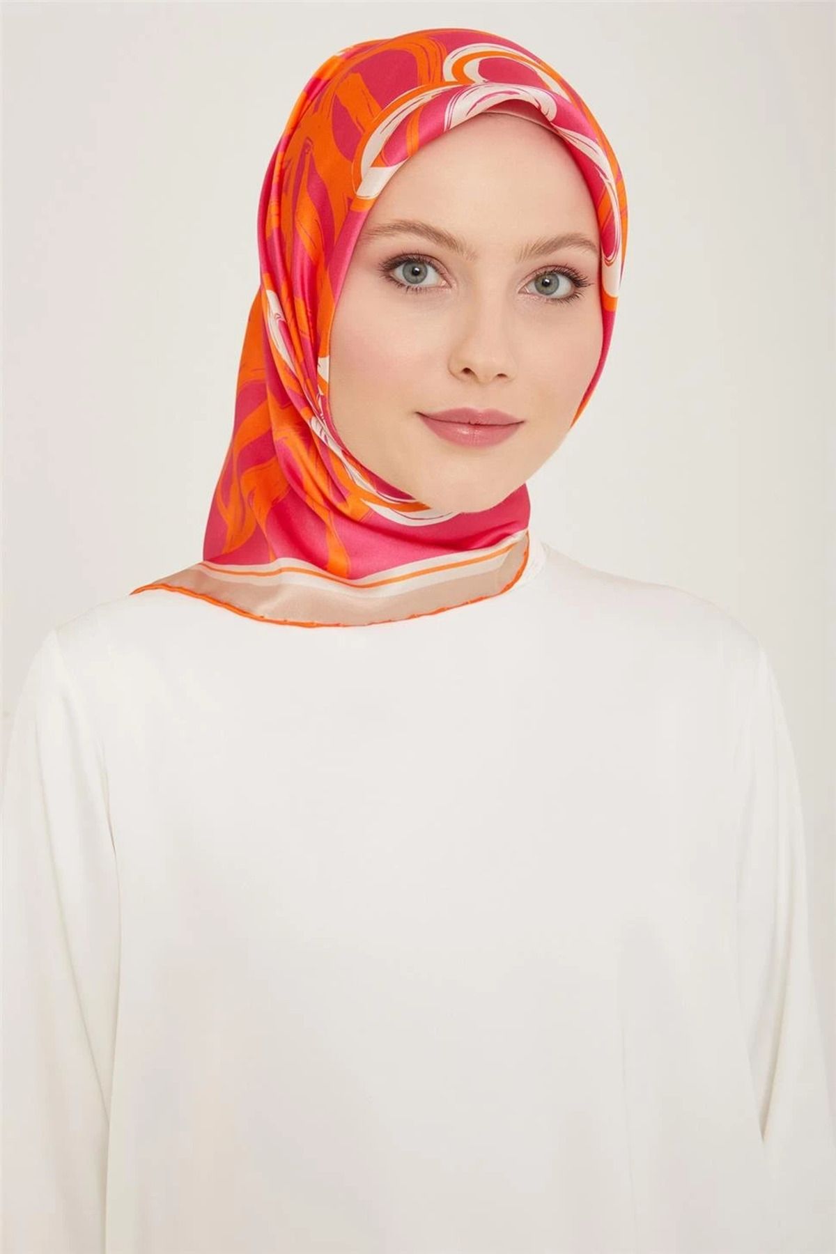 Armine Sura İpek Eşarp 91234D (S ) 90 x 90 Pembe - 85