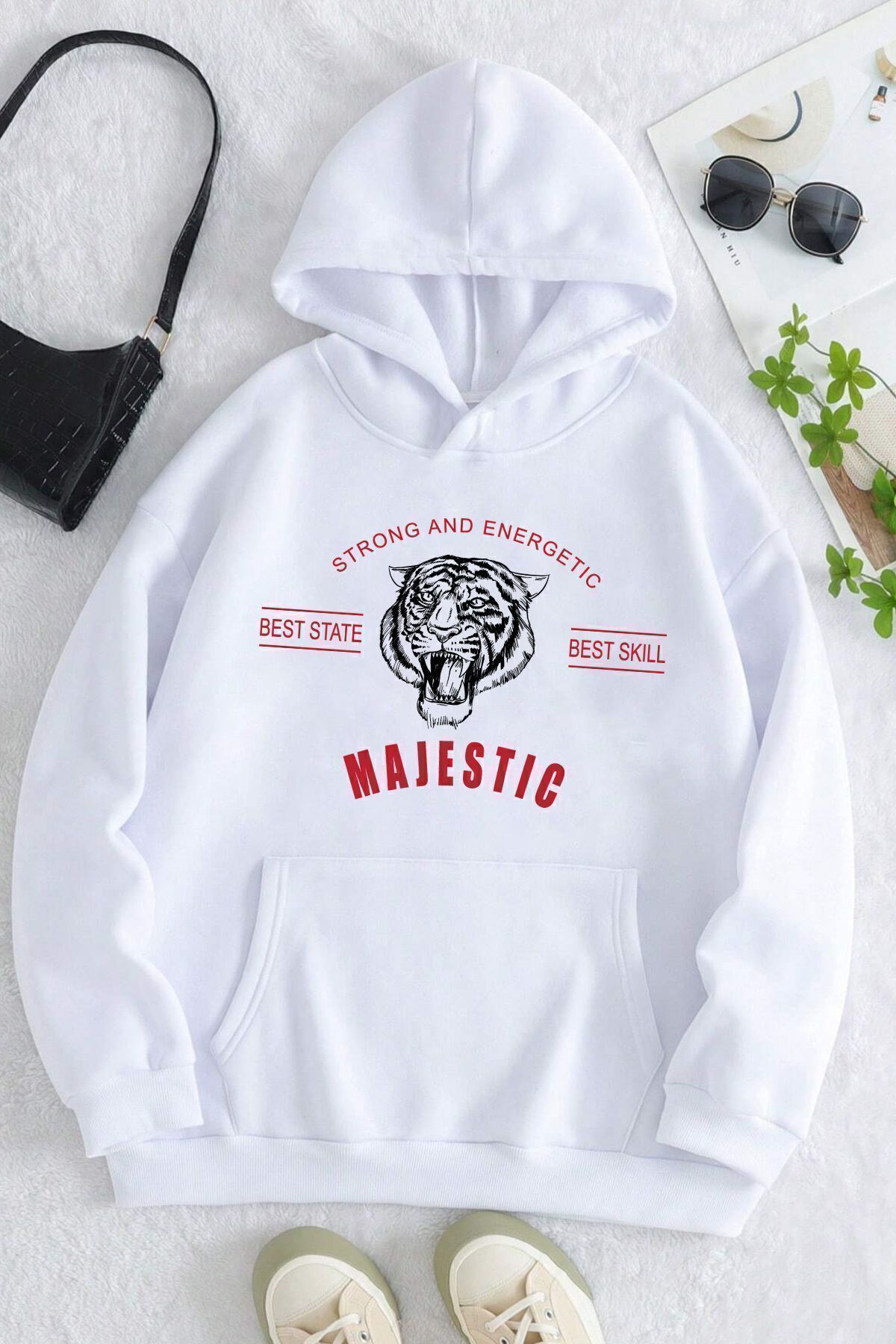 ModaSphere Kaplan Baskılı Unisex Sweatshirt