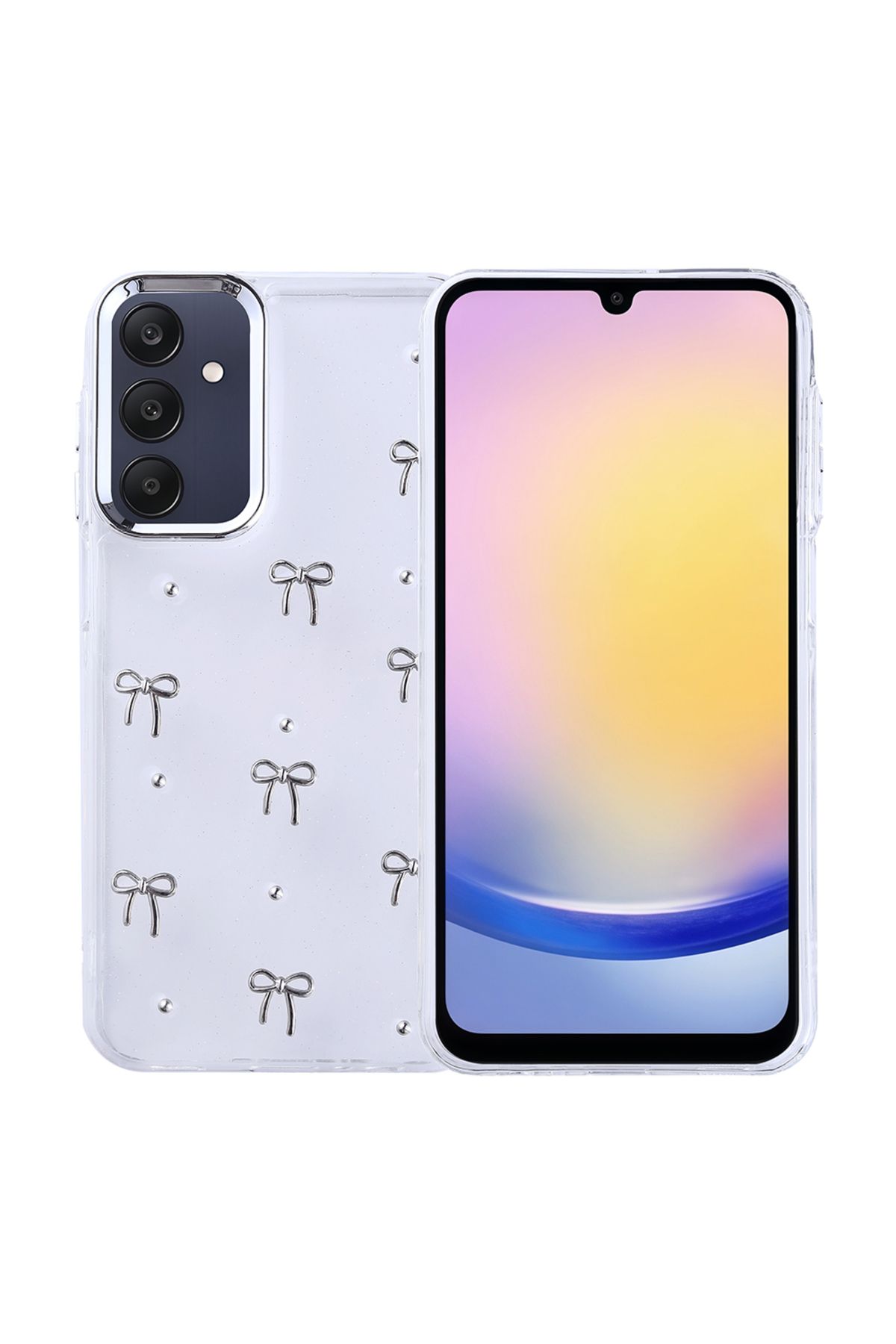 batuteknoloji Galaxy A25 Kılıf Airbag Tasarımlı Simli Şeffaf Zore Kutup Kapak