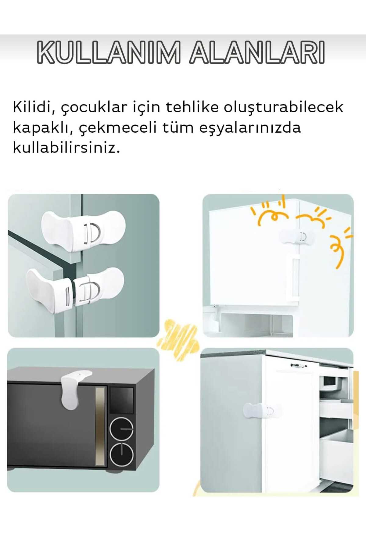 lawrenceshop 4 lü Bebek Çocuk Koruma Kilidi Dolap Köşe Kenar Emniyet Aparatı fotoğrafı 3 (önizleme)