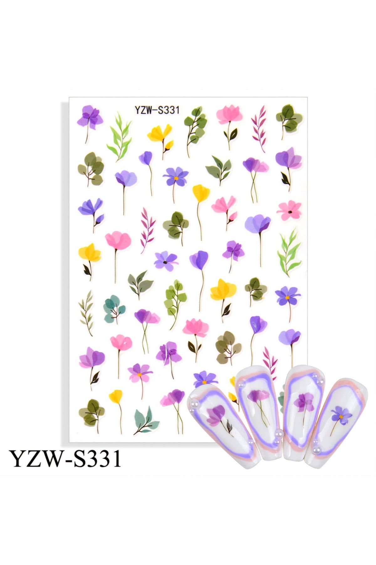 Sibelon 3D Kabartmalı Nail Art Sticker Kendinden Yapışkanlı Tırnak Dövmesi Takma Tırnak Süsleme