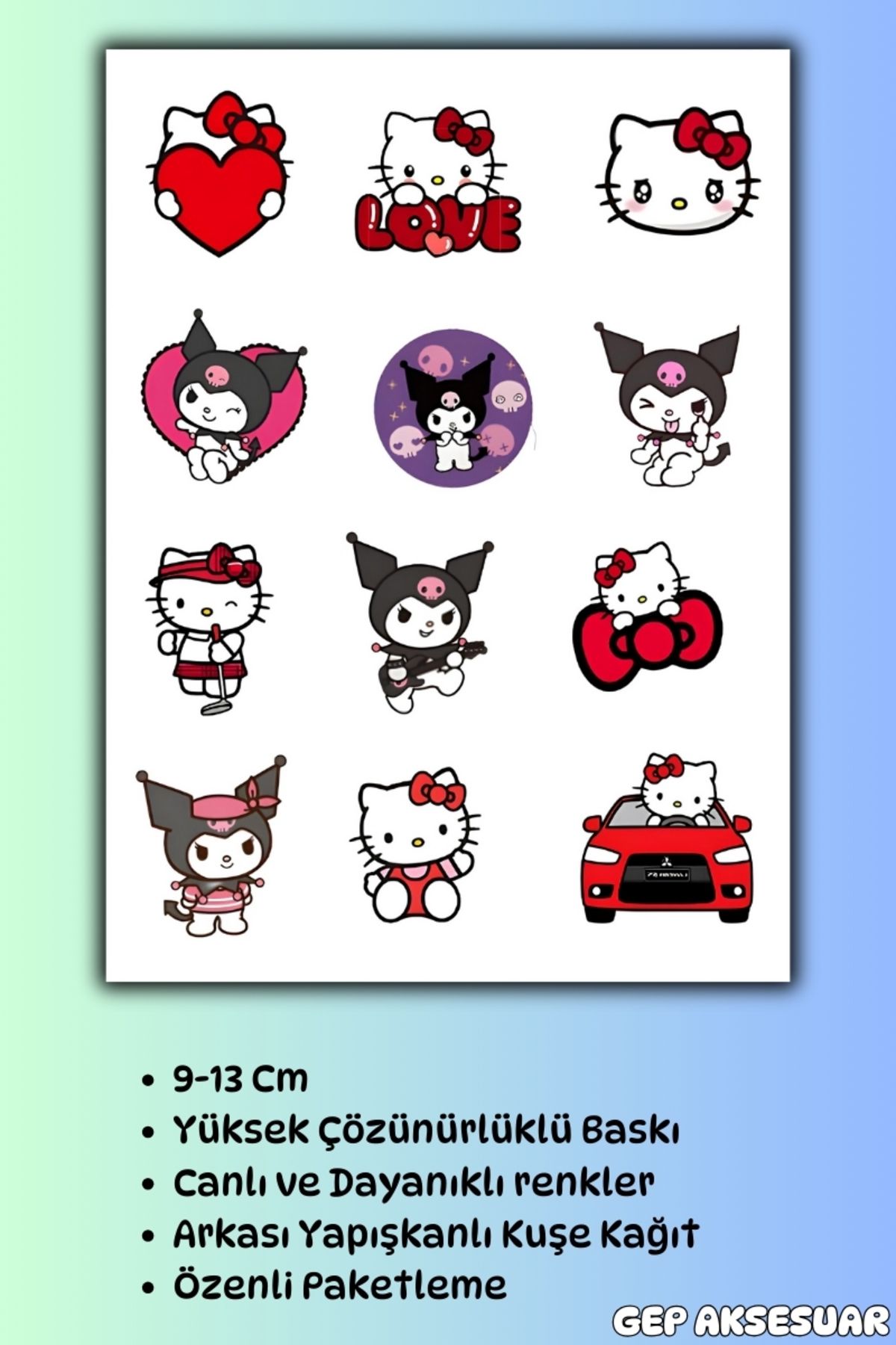 هدیه مفهومی JIBBITZ دمپایی زینتی 10 SUPER SET KUROMI HELLO KITTY SANRIO Crocs