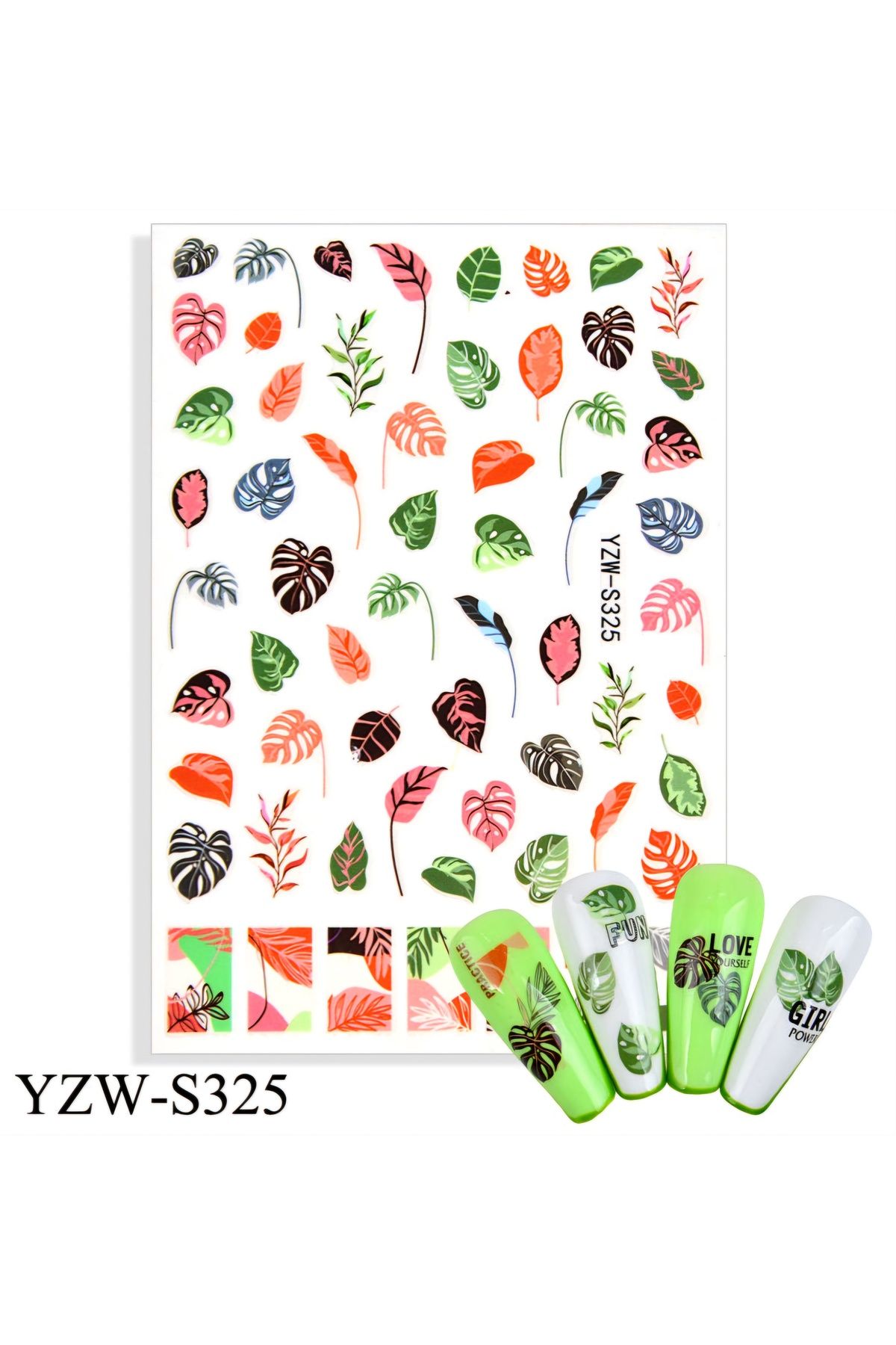 Sibelon 3D Kabartmalı Nail Art Sticker Kendinden Yapışkanlı Tırnak Dövmesi Takma Tırnak Süsleme