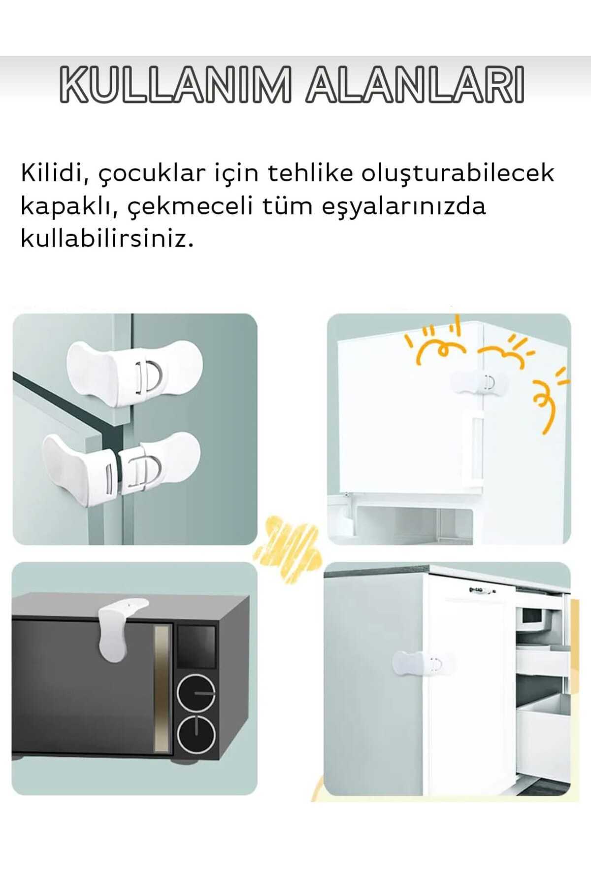 Vi Caro 4 lü Bebek Çocuk Koruma Kilidi Dolap Köşe Kenar Emniyet Aparatı fotoğrafı 3 (önizleme)