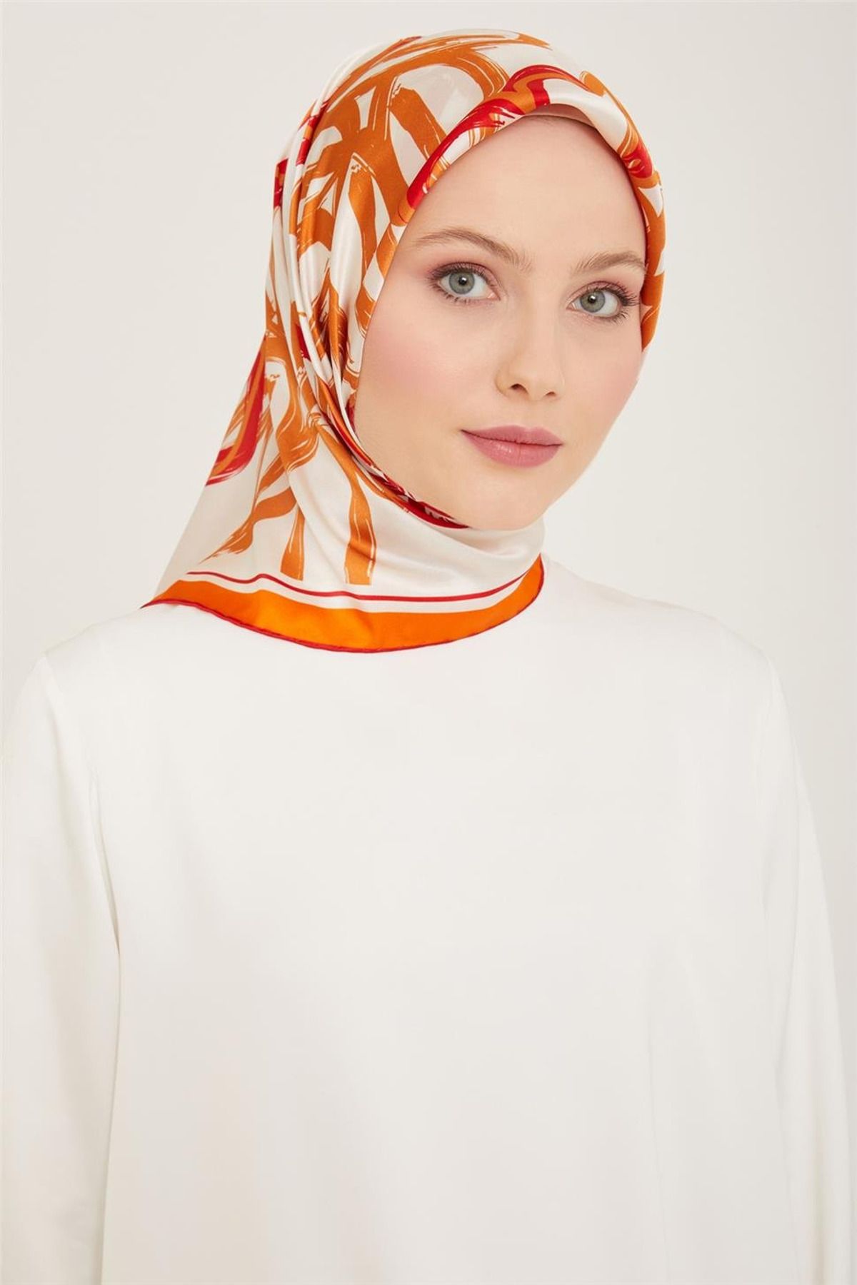 Armine Sura İpek Eşarp 91234D (S ) 90 x 90 Oranj - 50
